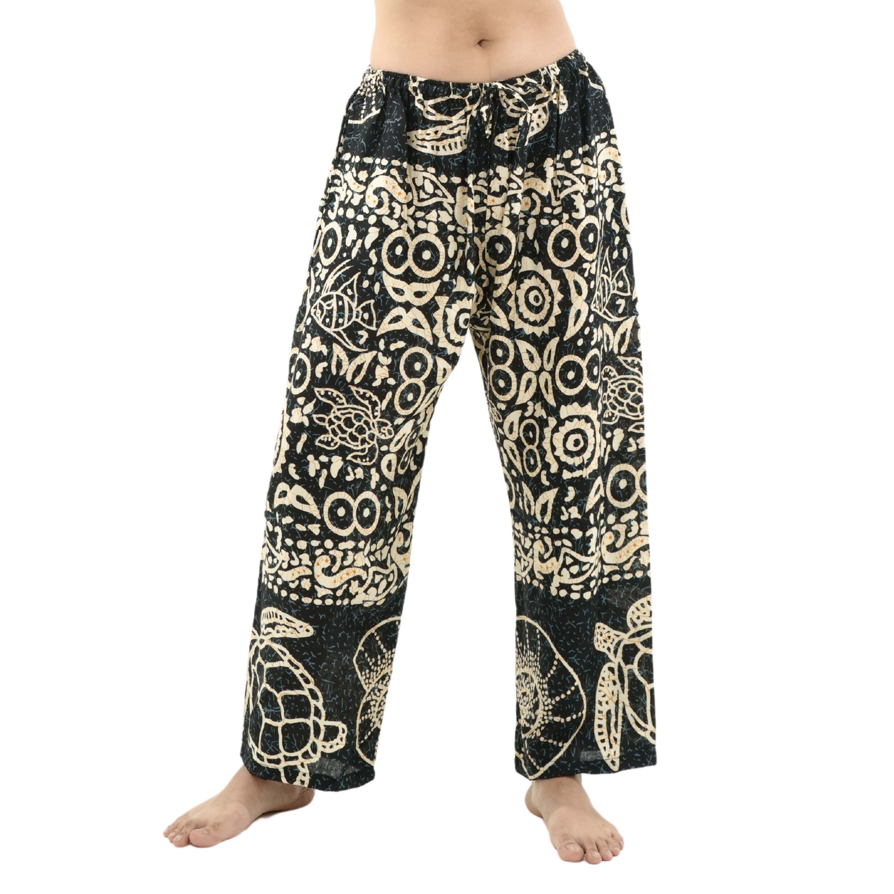 PANASIAM Relaxhose exotische Relaxhose aus 100% Viskose Unisex Wellnesshose Sommerhose Freizeithose leichte Stoffhose Haremshose Schlupfhose mit Gummibund