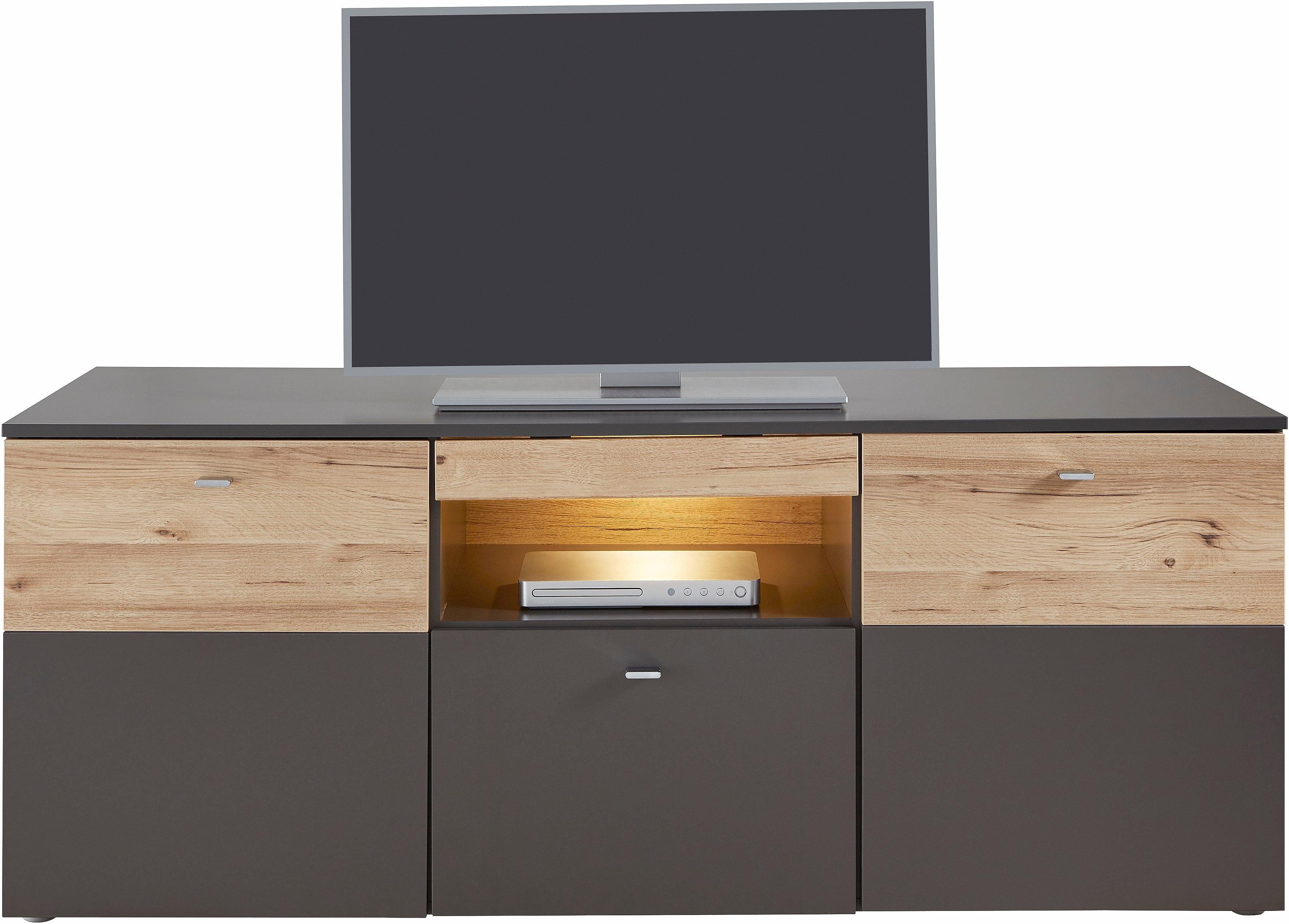 FORTE Lowboard Como, TV-Board, LED Beleuchtung, Soft Close, Stauraum, 149,8/59,3/52 cm