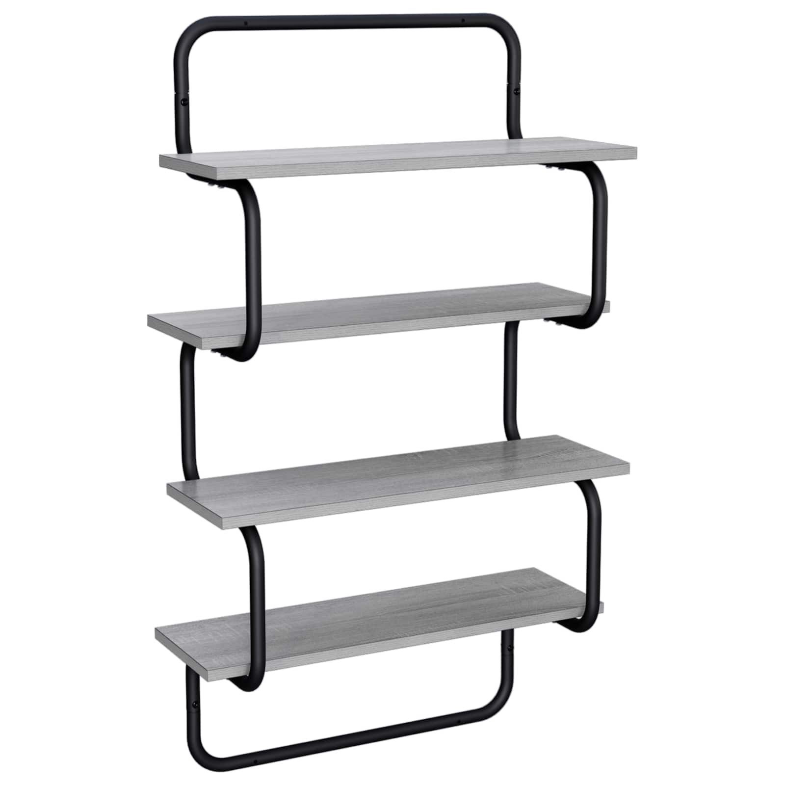 vidaXL Regal 4-stufiges Wandregal Sonoma-Grau 40 x 24,5 x 104 cm, 1-tlg.