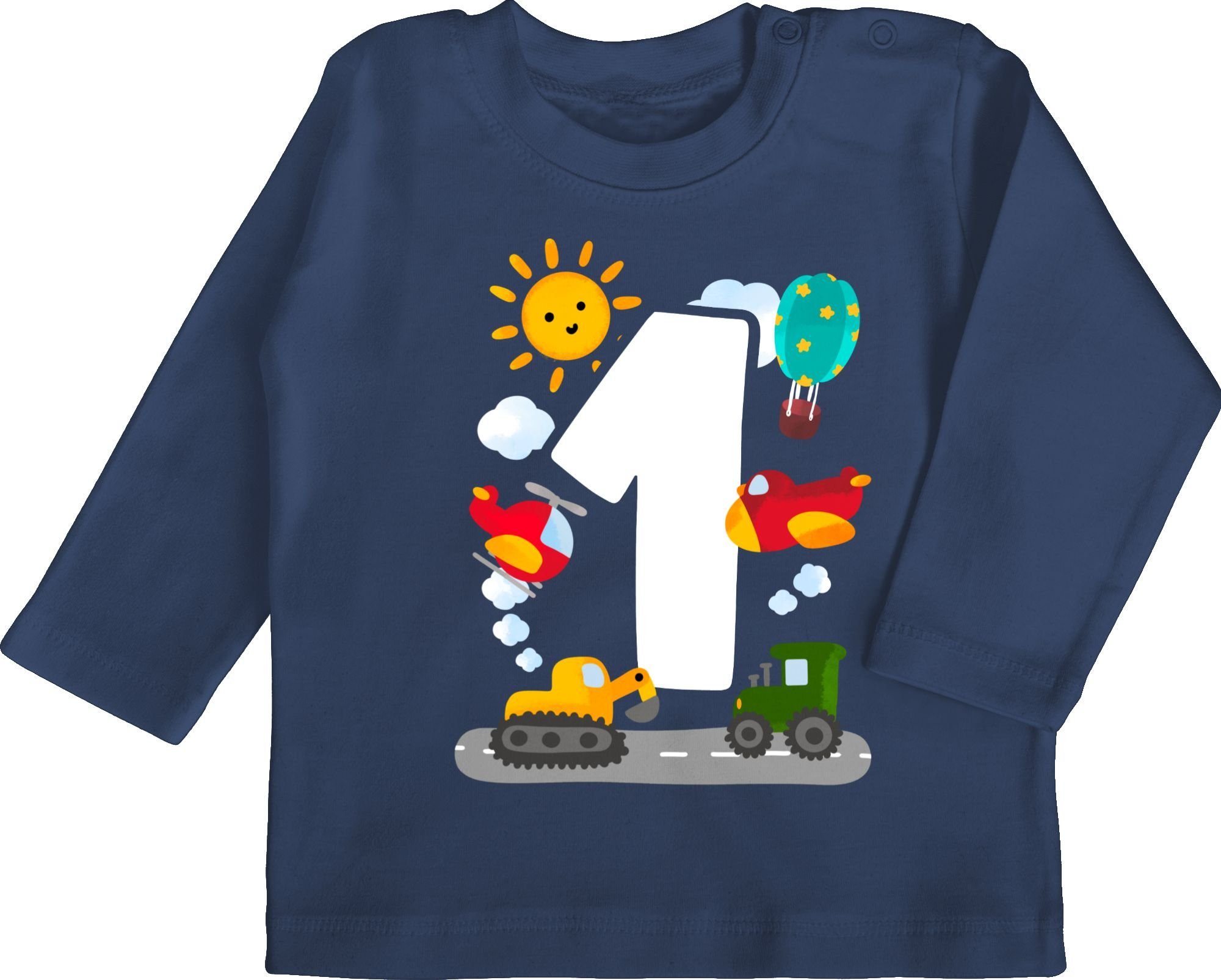 Shirtracer TShirt »Eins Aquarell Fahrzeuge 1. Geburtstag Baby T