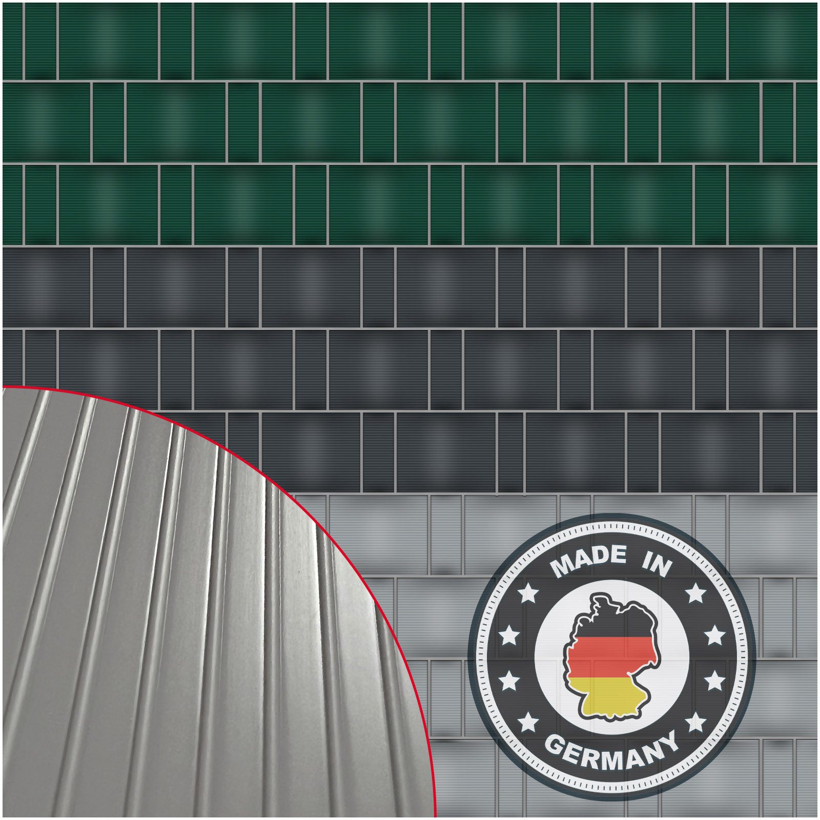 NOOR Sichtschutzstreifen PP PRO extra stark - für Doppelstabmattenzaun, - gerillt - 0,19 x 2,55m - langlebig