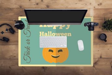 MuchoWow Gaming Mauspad Happy Halloween mit einem Kürbis (1-St), Büro für Tastatur und Maus, Mousepad Gaming, 90x60 cm, XXL, Großes