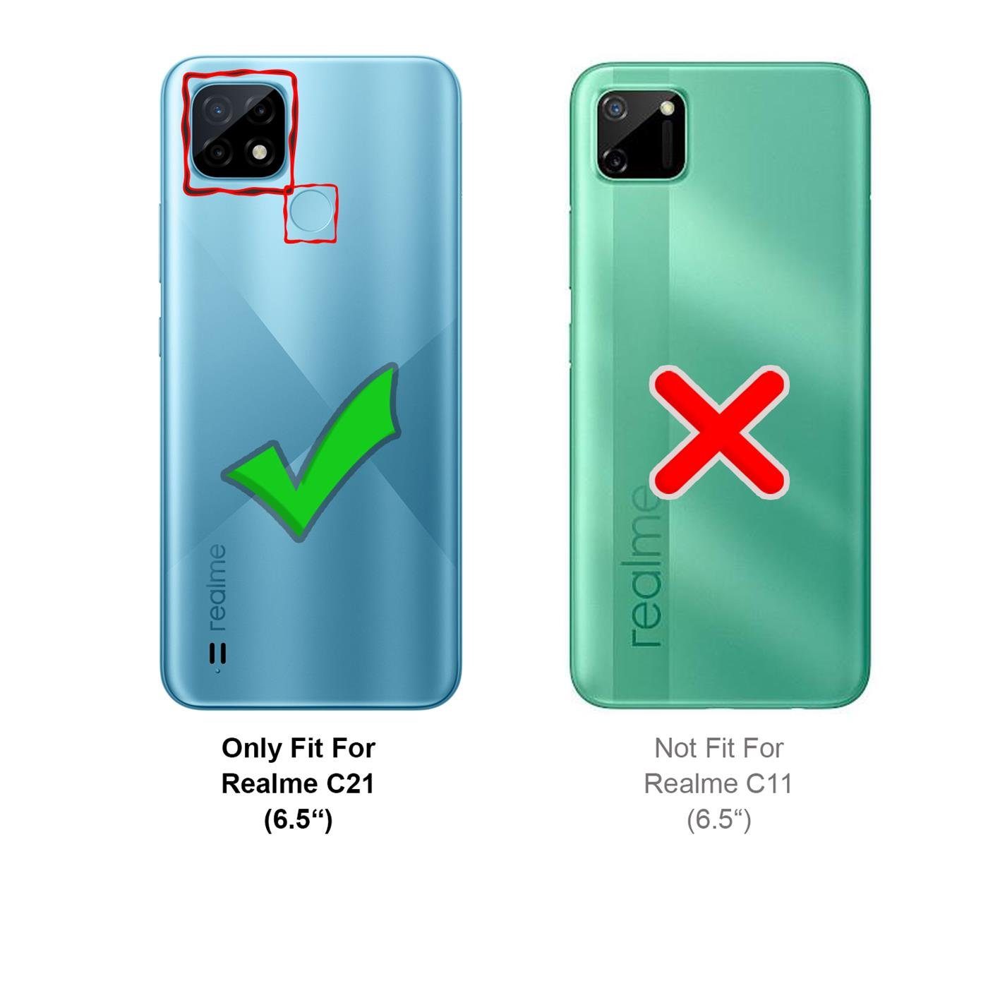 CoolGadget Handyhülle Book Case Handy Tasche für Realme C21 6,5 Zoll, Hülle Klapphülle Flip Cover Etui Schutzhülle stoßfest