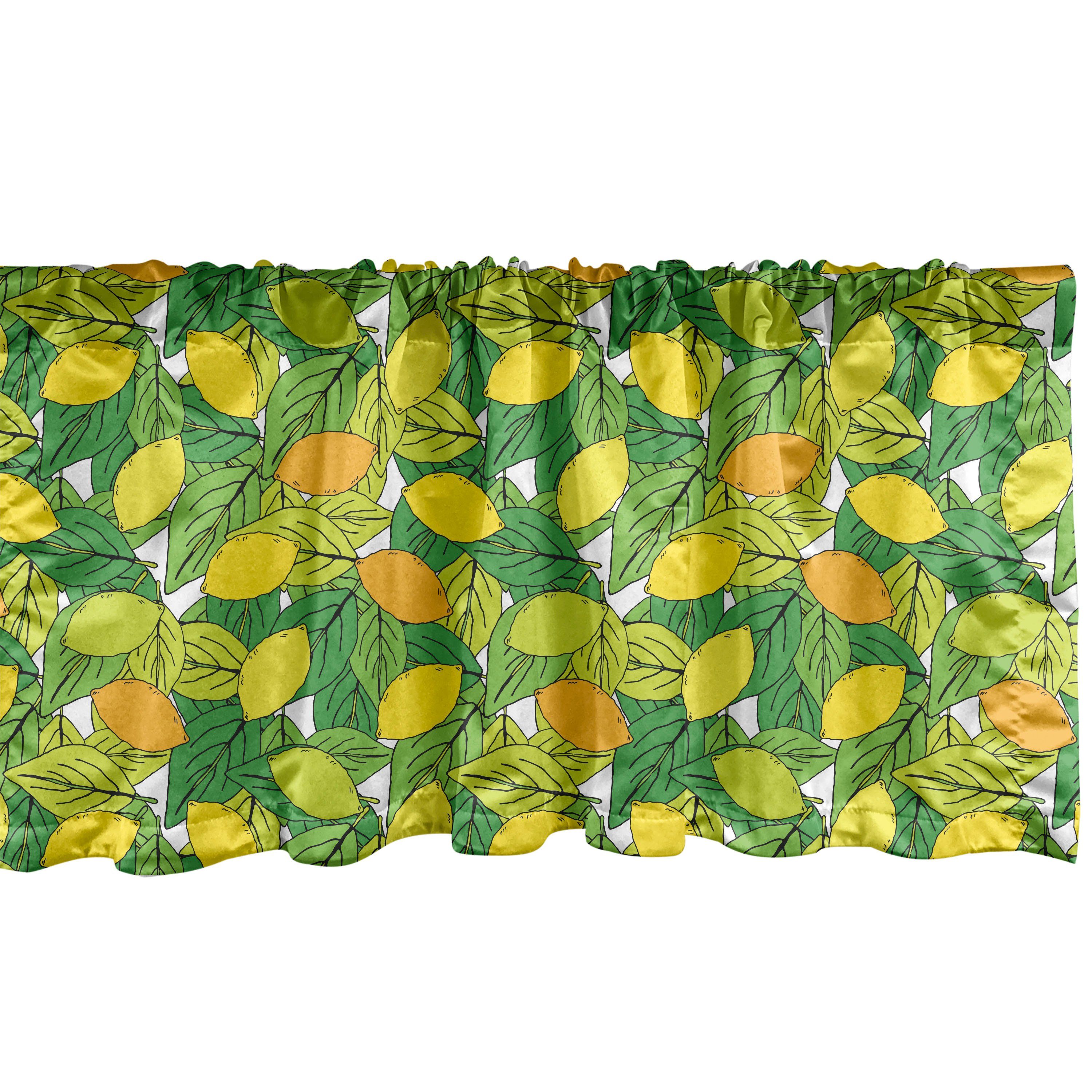 Scheibengardine Vorhang Volant für Küche Citrus Microfaser, mit Dekor Doodle Zitronen Abakuhaus, Drawn Schlafzimmer Hand Stangentasche