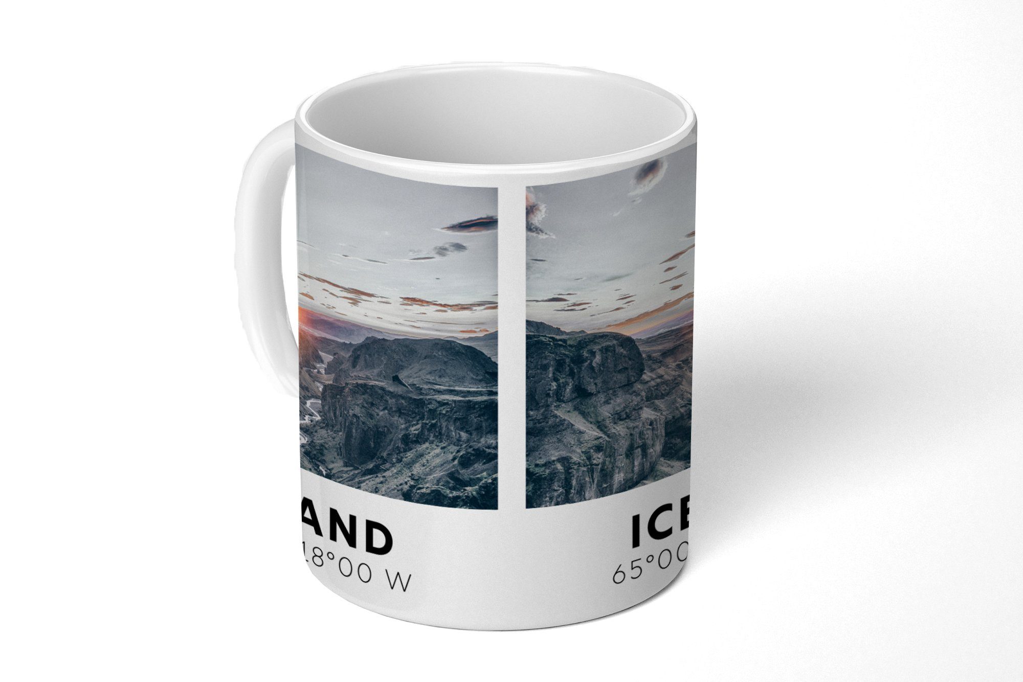 Tasse Teetasse, Geschenk MuchoWow Wasser Island Teetasse, Keramik, Sonne, Kaffeetassen, - Berge - - Becher,