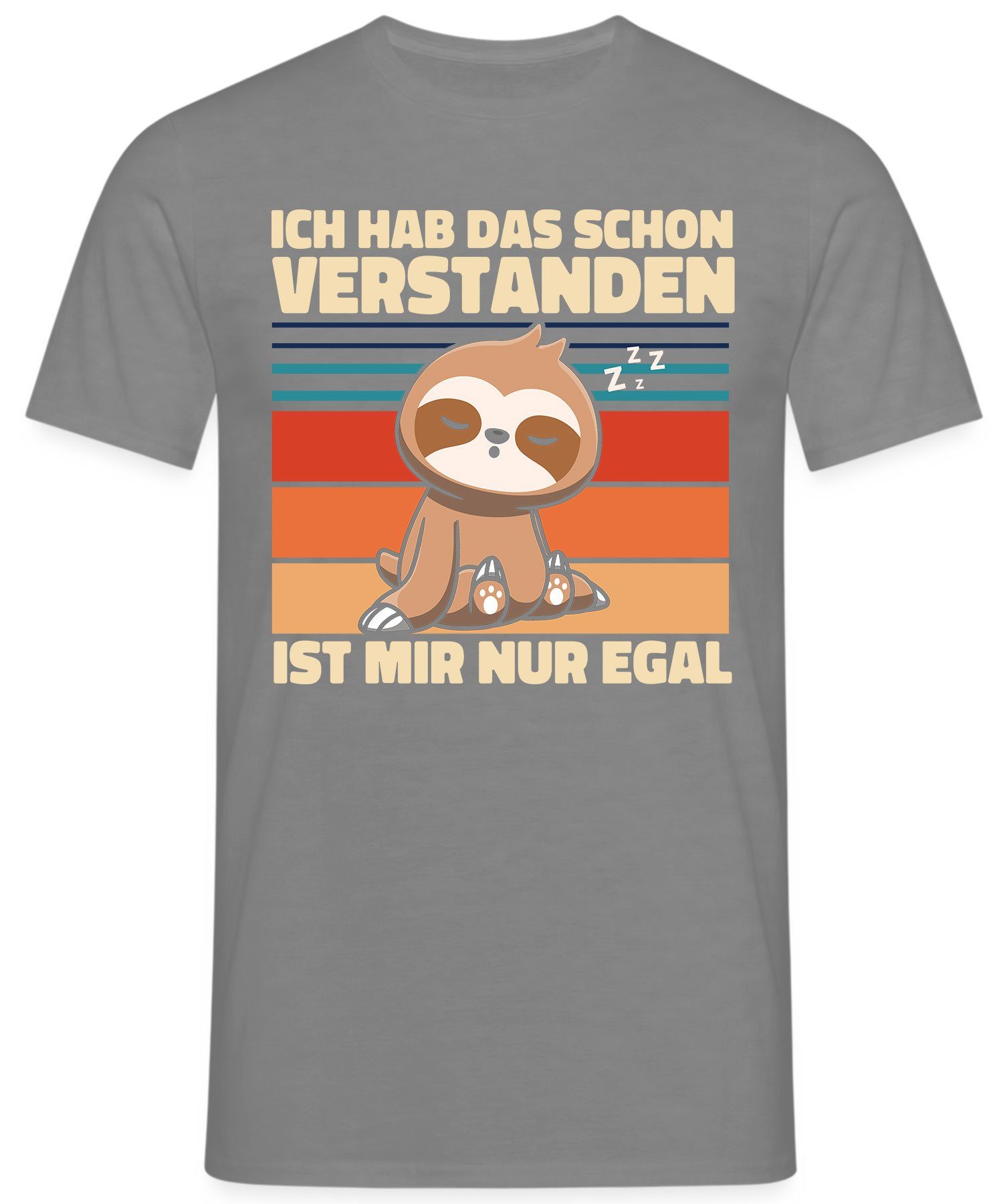Quattro Formatee Grau Faultier Heather (1-tlg) Herren Verstanden Statement Kurzarmshirt Lustiger - T-Shirt Spruch