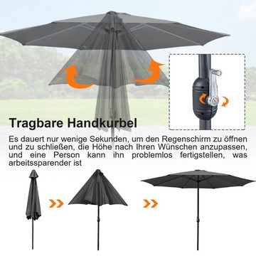 Clanmacy Sonnenschirm 3m-3.5m Sonnenschirm Marktschirm mit Handkurbel UV40+ Outdoor-Schirm Terrassen Gartenschirm