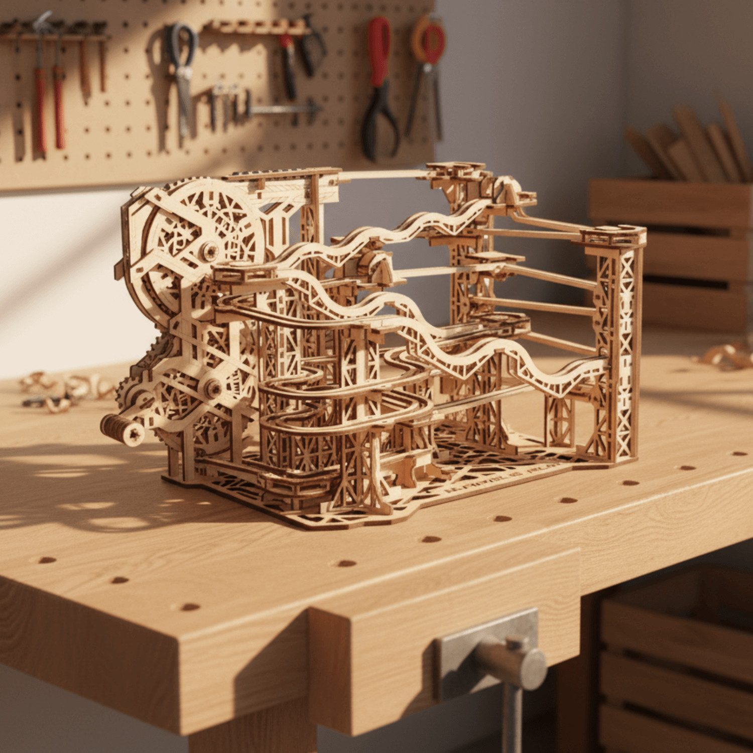 Eco Wood Art Modellbausatz Eco-Wood-Art Marble Run Mechanisches Holzpuzzle, (294-tlg)