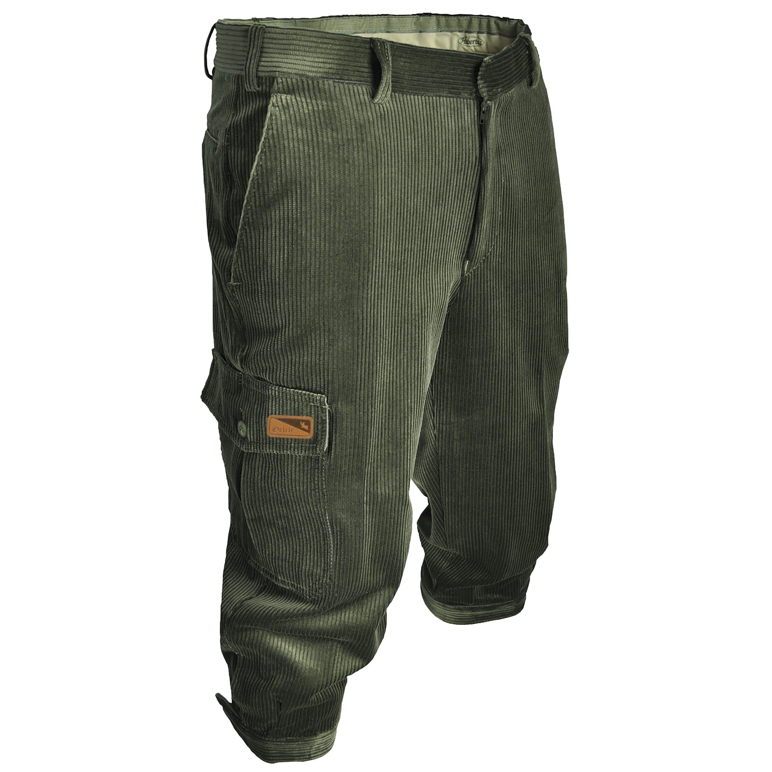 La Chasse® Cordhose Cord-Kniebundhose Herren Oliv/grün Knickerbocker mit Beintasche NEU