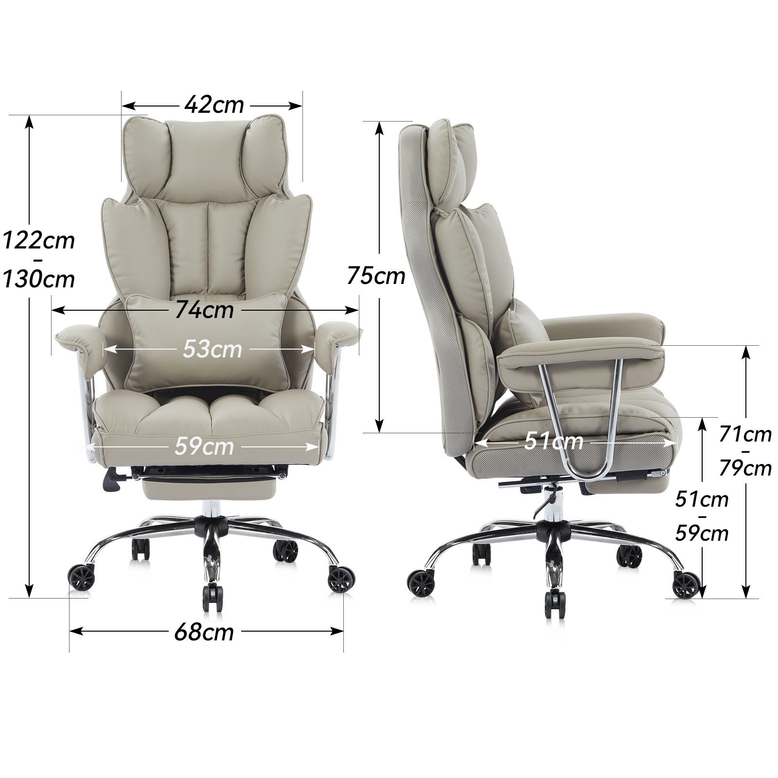 EFOMAO Bürostuhl mit Fußstütze & Lordosenstütze, ergonomischer Hochlehnenst günstig online kaufen