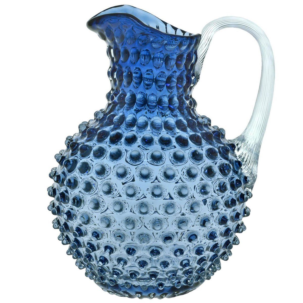 KLIMCHI Wasserkrug für 2 Liter; Hobnail Krug aus mundgeblasenem Glas mit Nuppenstruktur