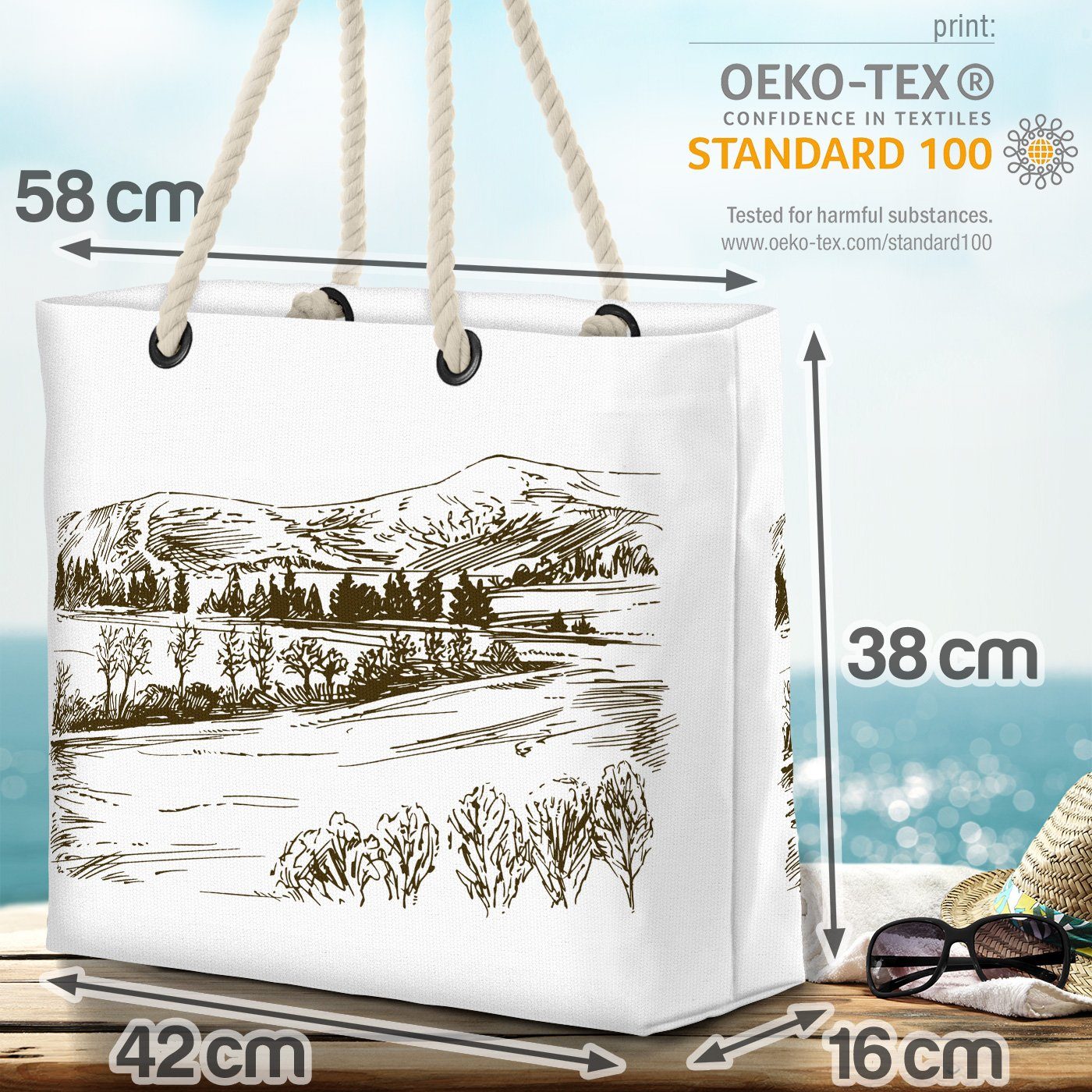 Landschaft (1-tlg), Strandtasche Ländliche VOID Holland Bag Landschaften Bauern Bauern Beach Stil Landhaus