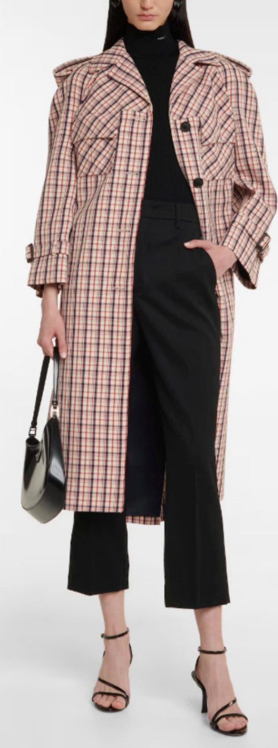 PRADA Trenchcoat Checked Tattersall Parka Schurwolle L Aus feinster Schurwolle in Gabardine-Qualität