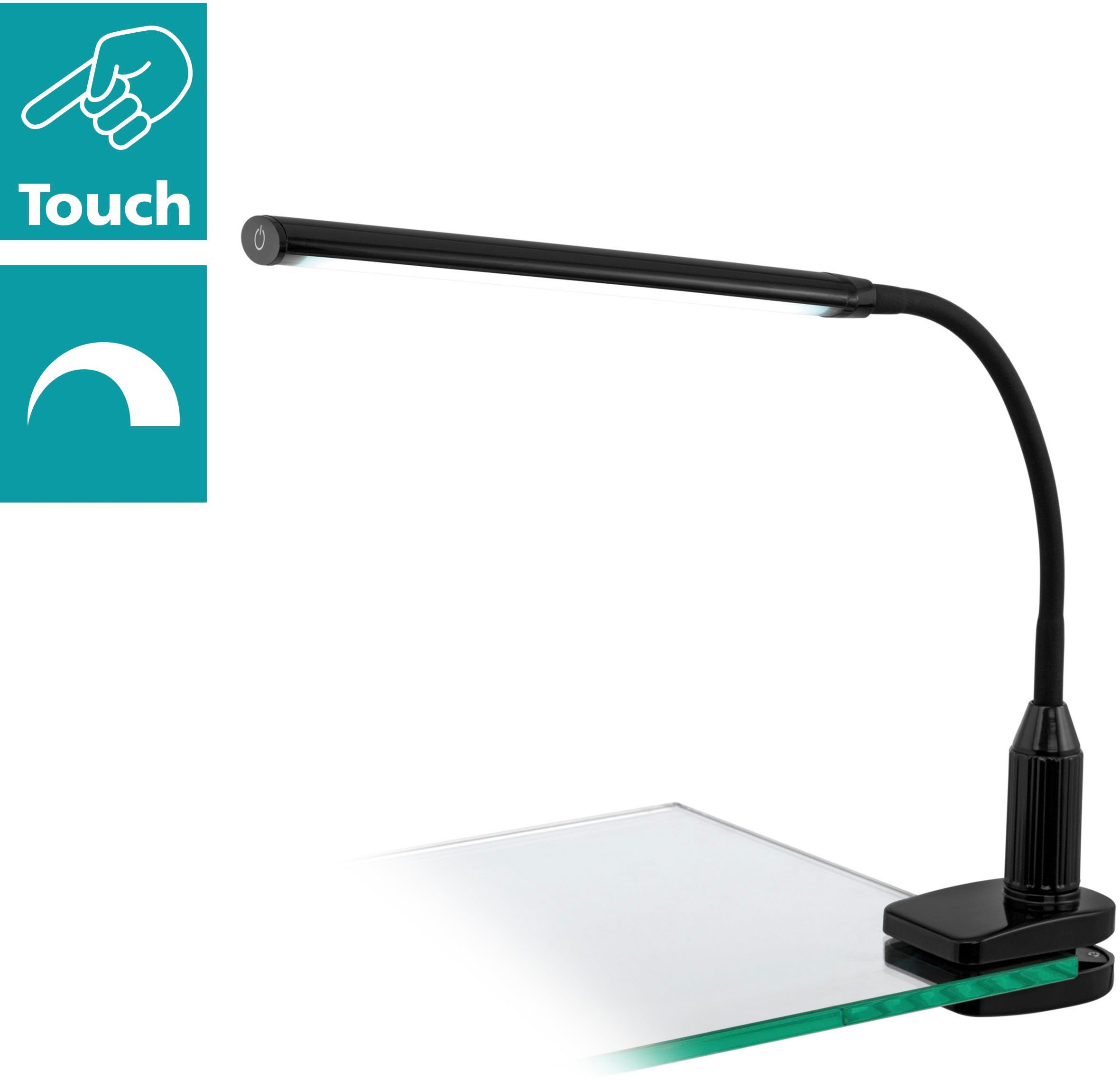 EGLO Klemmleuchte LAROA Tischlampe, schwarz, Touchsensor, günstig online kaufen