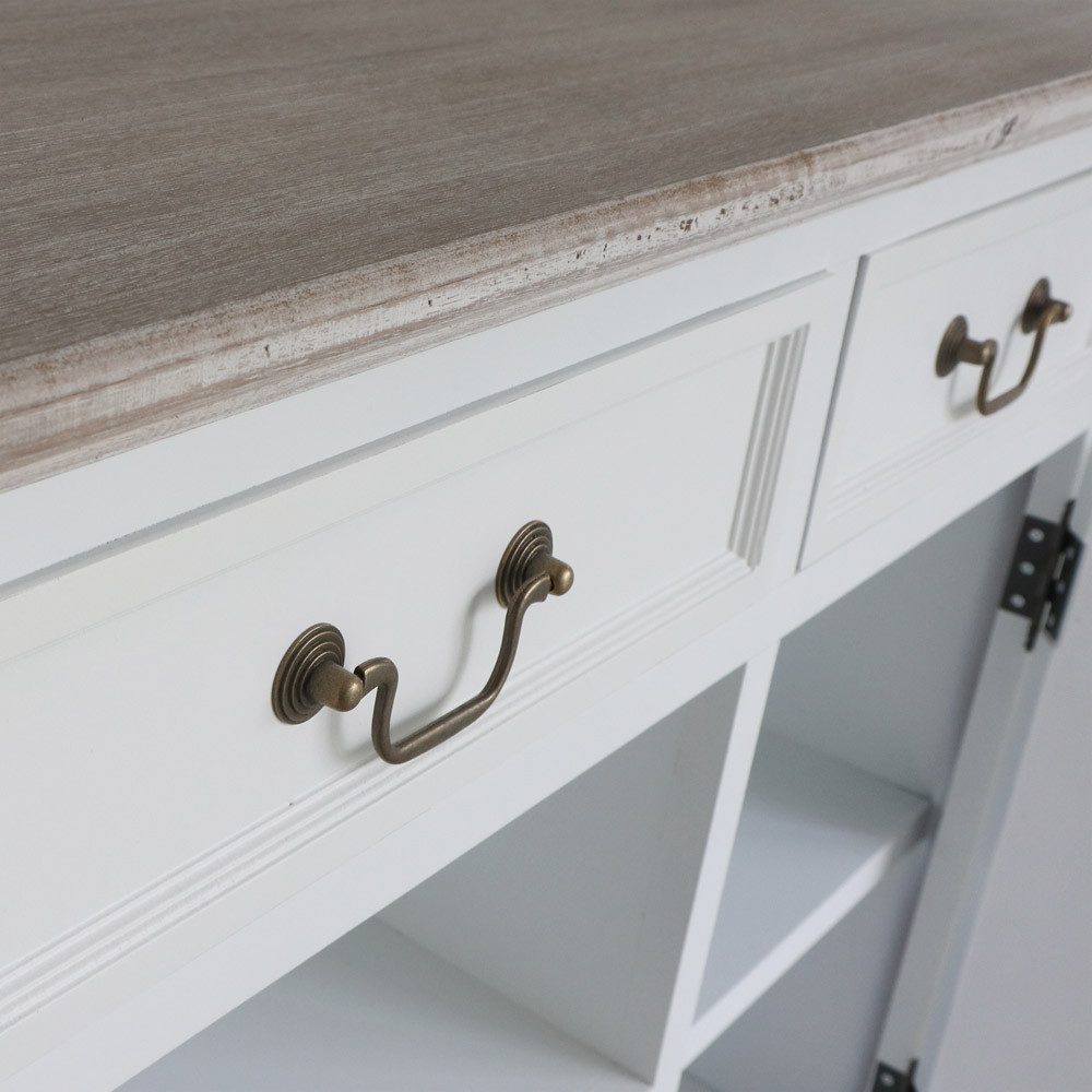 Grafelstein Kommode Sideboard BEACH HOUSE weiß braun mit Lamellentüren Kommode Hamptons Es