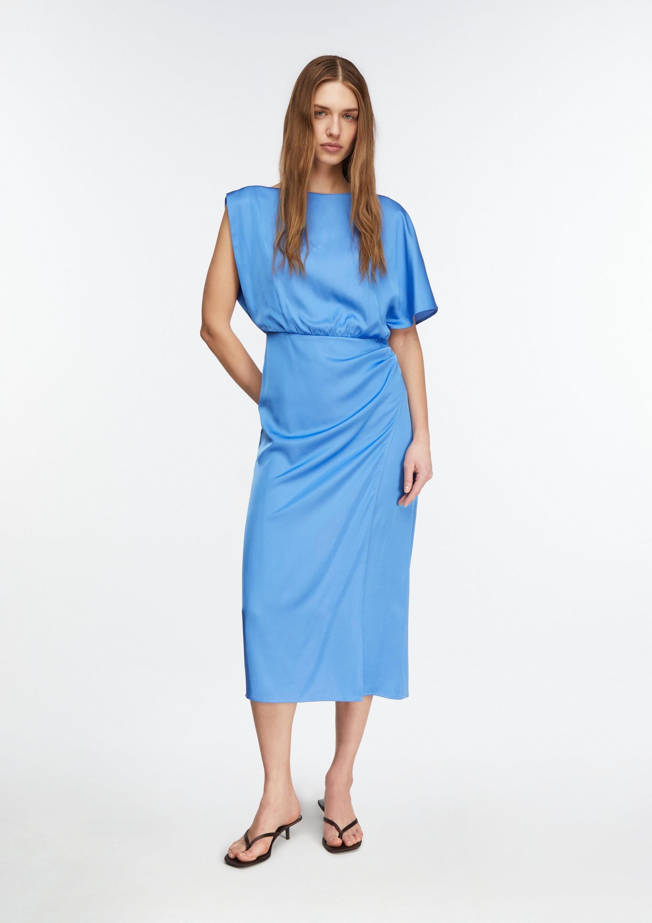 comma Midikleid Kleid Asymmetrisches Satinkleid mit Drapierung