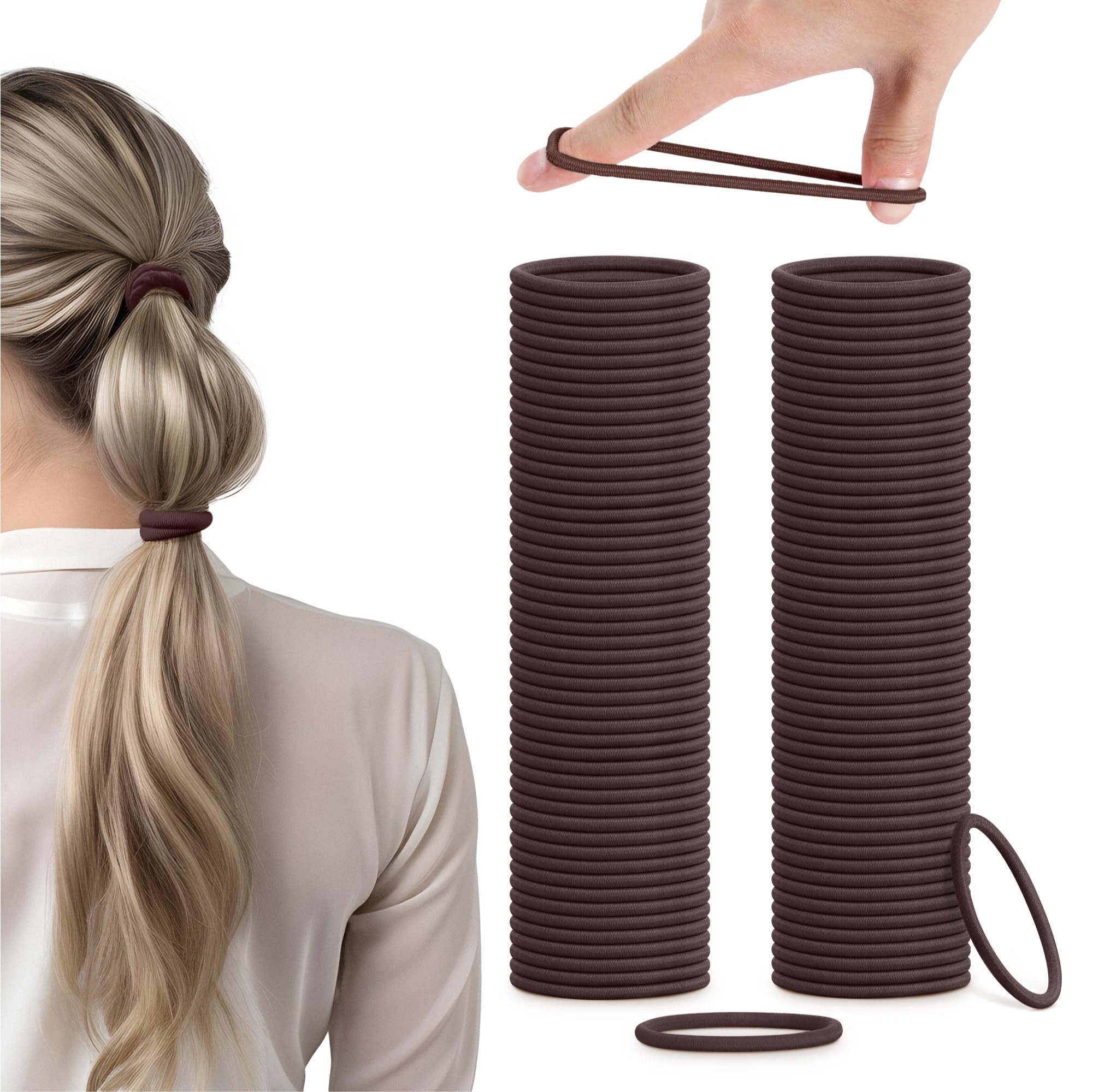 H&S Haargummi Haargummi Set für Mädchen Damen und Herren braun - 100 Stück, 1-tlg.