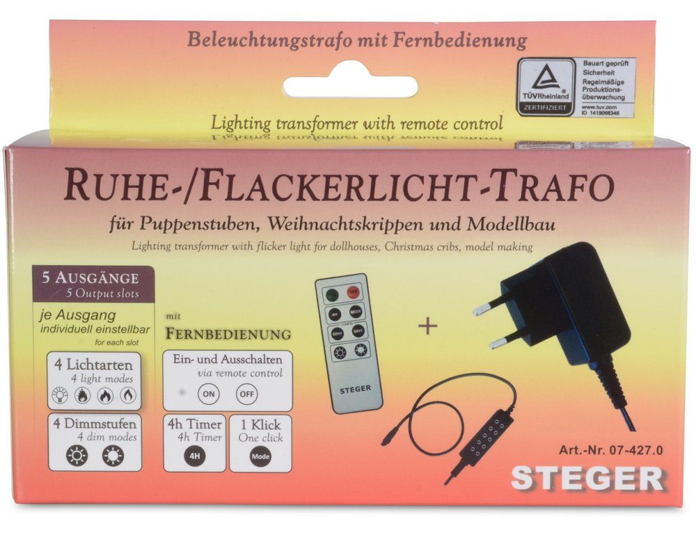 RIFFELMACHER & WEINBERGER Krippen-Zubehör Riffelmacher Ruhe- / Flackerlicht  Trafo mit Fernbe | Weihnachtskrippen