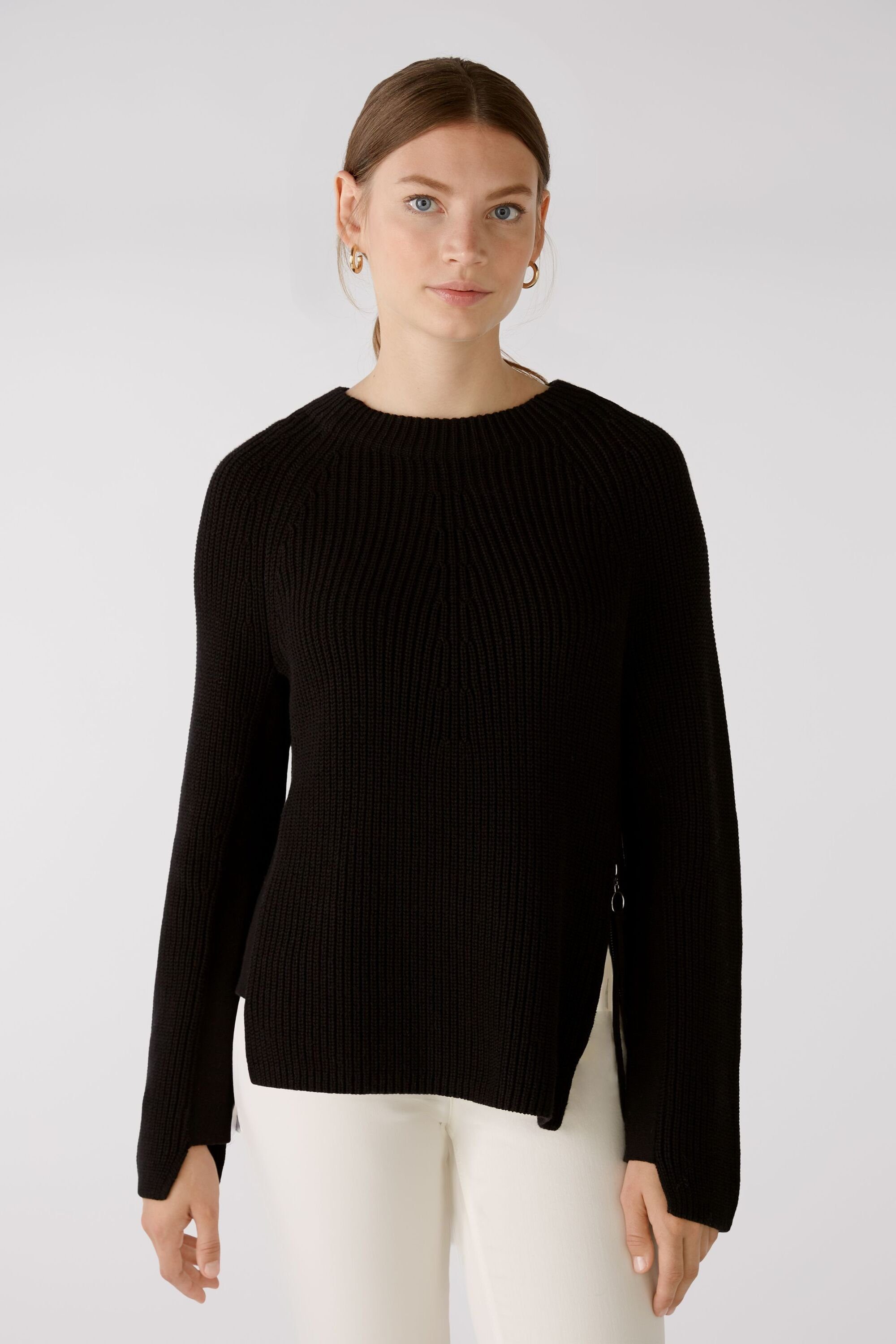 Oui Rundhalspullover RUBI Pullover mit Reßverschuss günstig online kaufen