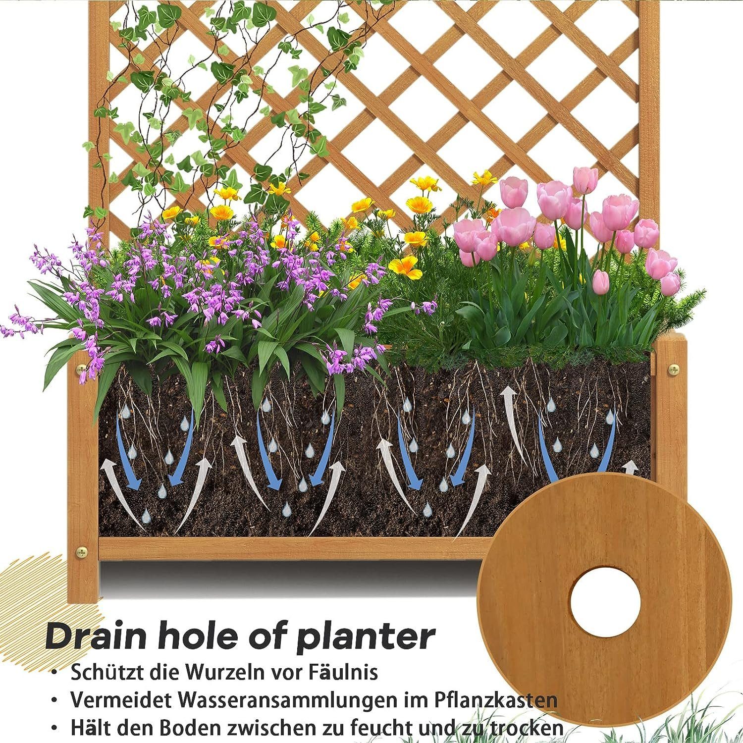 KOMFOTTEU Blumenkasten Hochbeet, mit Rankgitter, 90x44,5x180,5 günstig online kaufen
