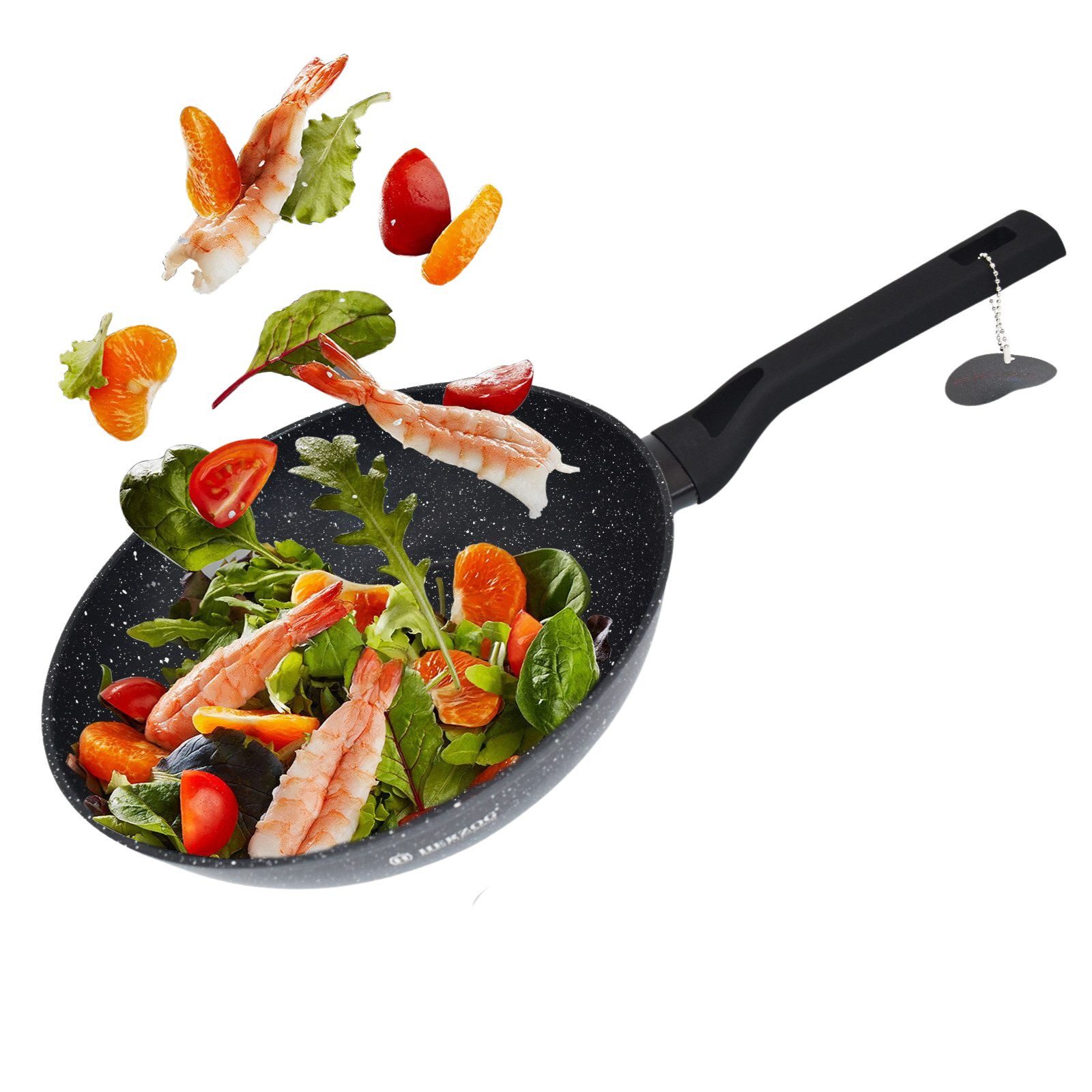 Kitchen Pro + Wok Wok Induktion, Edelstahl Wok-pfanne Antihaftbeschichtung, Aluminiumguss (Blackstone Coating Design), bis zu 5,5 l Volumen