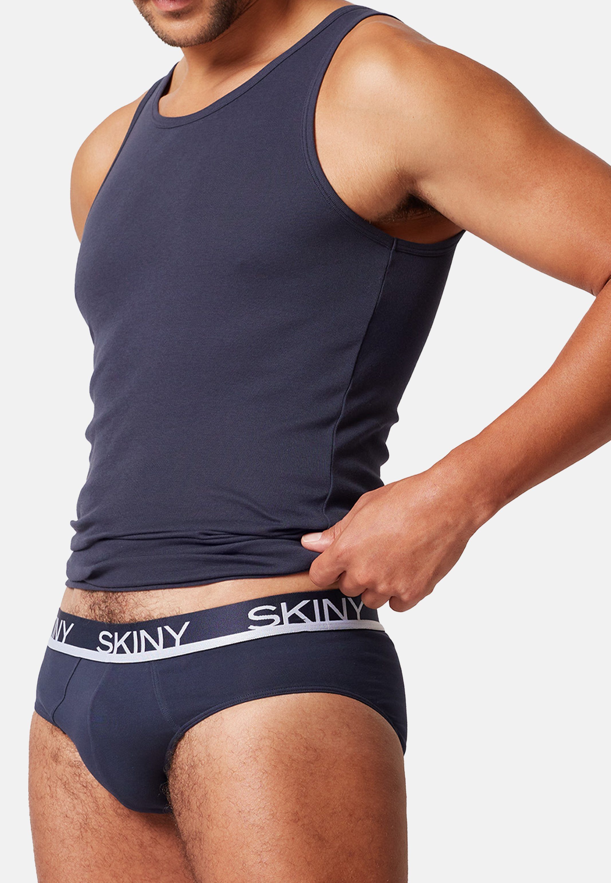 Skiny Slip 6er / Eingriff 6-St) - Dunkelblau Baumwolle Unterhose Slip Ohne - (Spar-Set, - Cotton Pack