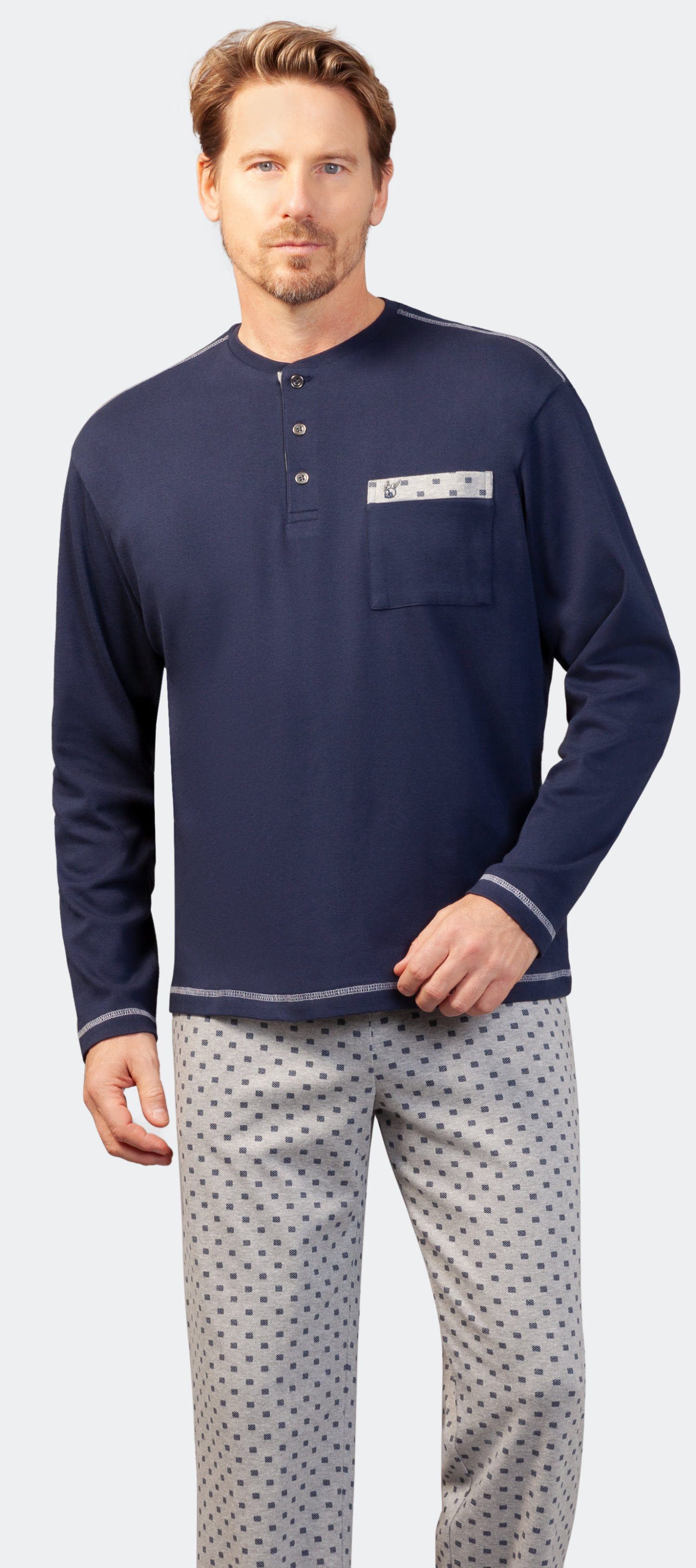 Hajo Schlafanzug Herren Pyjama lang (2 tlg) Baumwolle günstig online kaufen