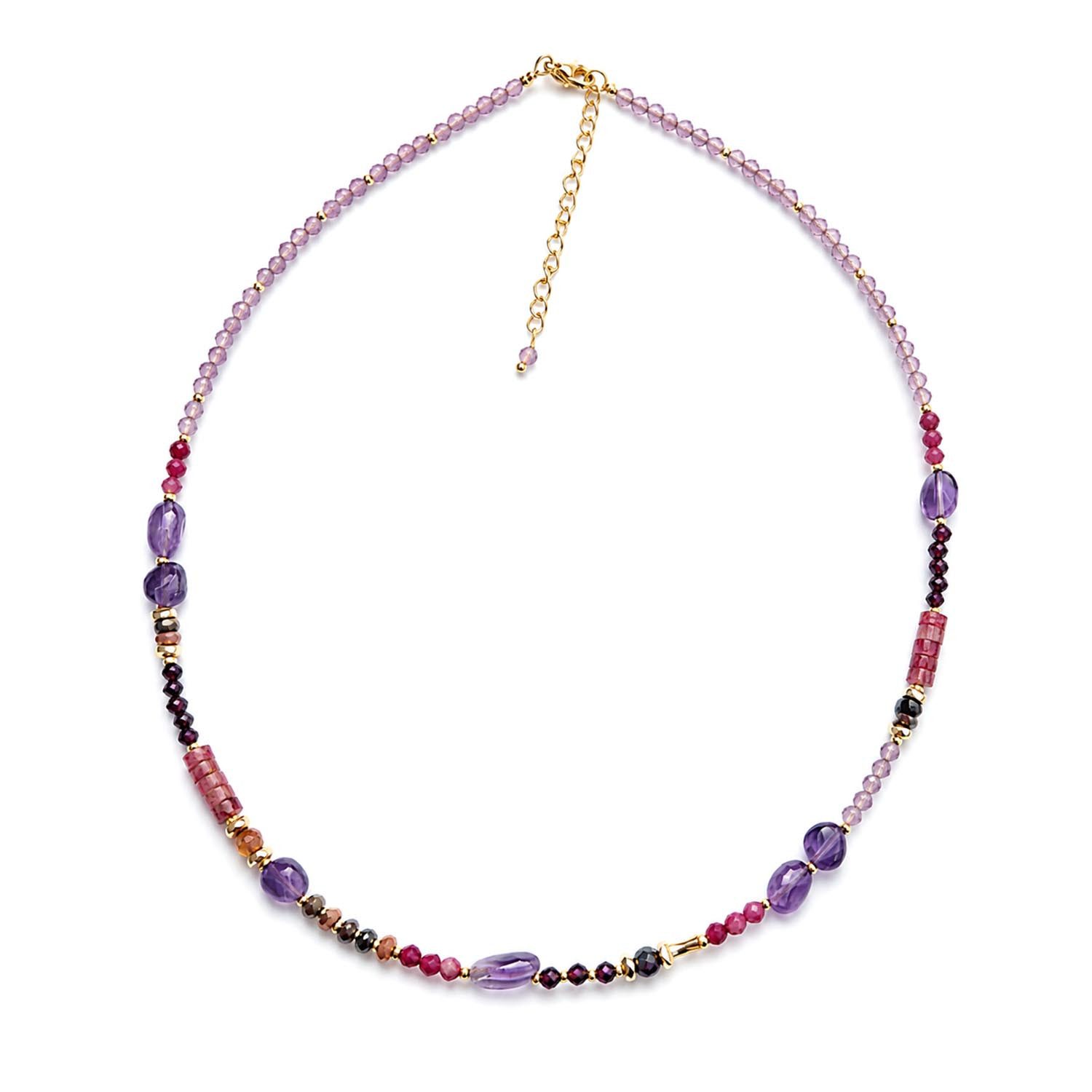 Impala Perlenkette Amita Edelstein-Kette mit Amethyst, Rubin, Granat & Rosenquarz