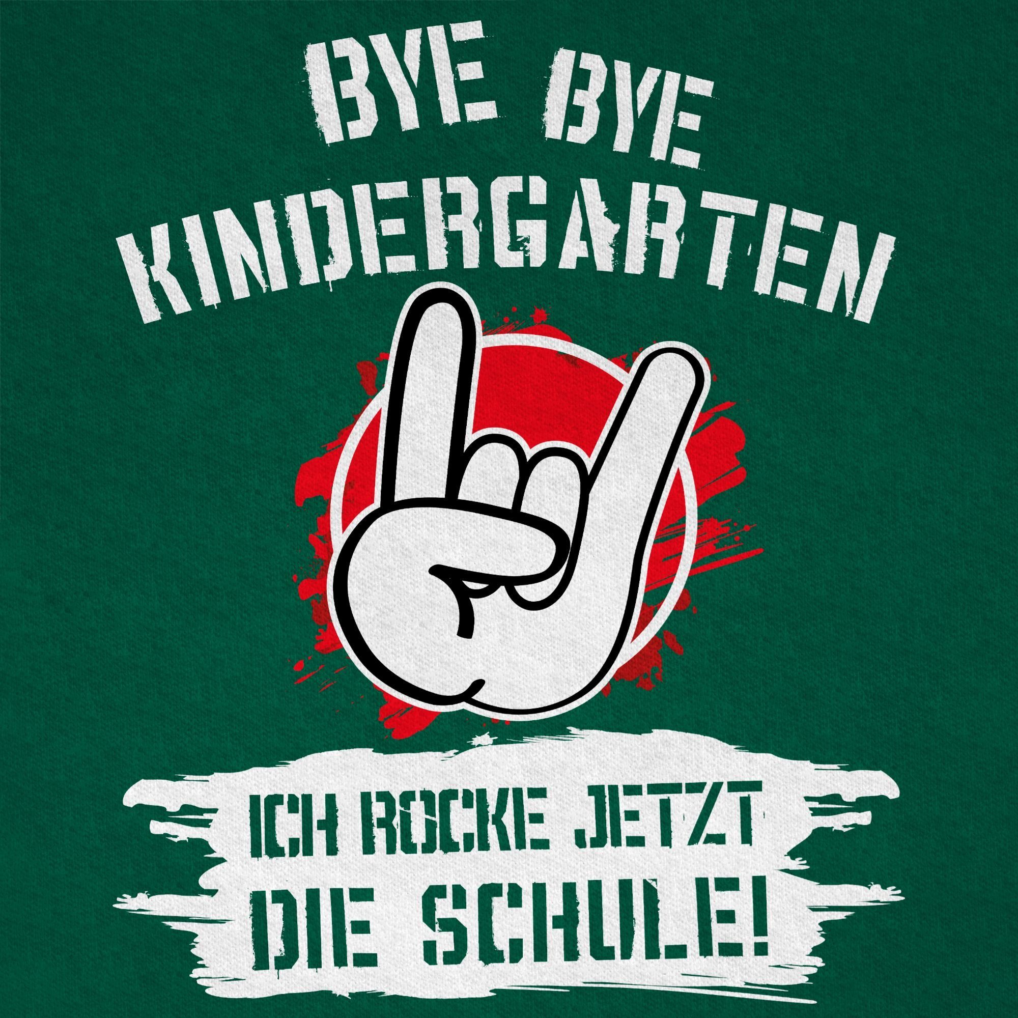 Einschulung Tannengrün Junge Geschenke Grunge Bye Bye Kindergarten jetzt 3 Rot die Schule Schulanfang T-Shirt rocke ich Shirtracer