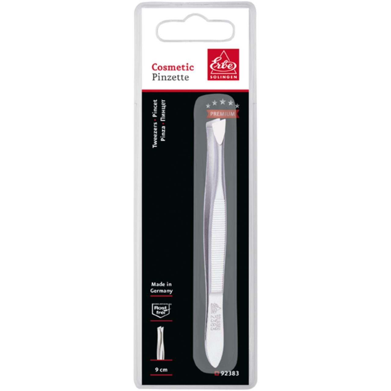 ERBE Pinzette Premium Pinzette rostfrei breit schräg 9 cm, 1-tlg., für Alle Hauttypen