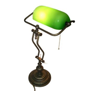 Linoows Tischleuchte Bankerlampe, Schreibtischlampe, Retro Büro Leuchte, ohne Leuchtmittel, je nach Leuchtmittel, schwere Altmessing Tisch Lampe