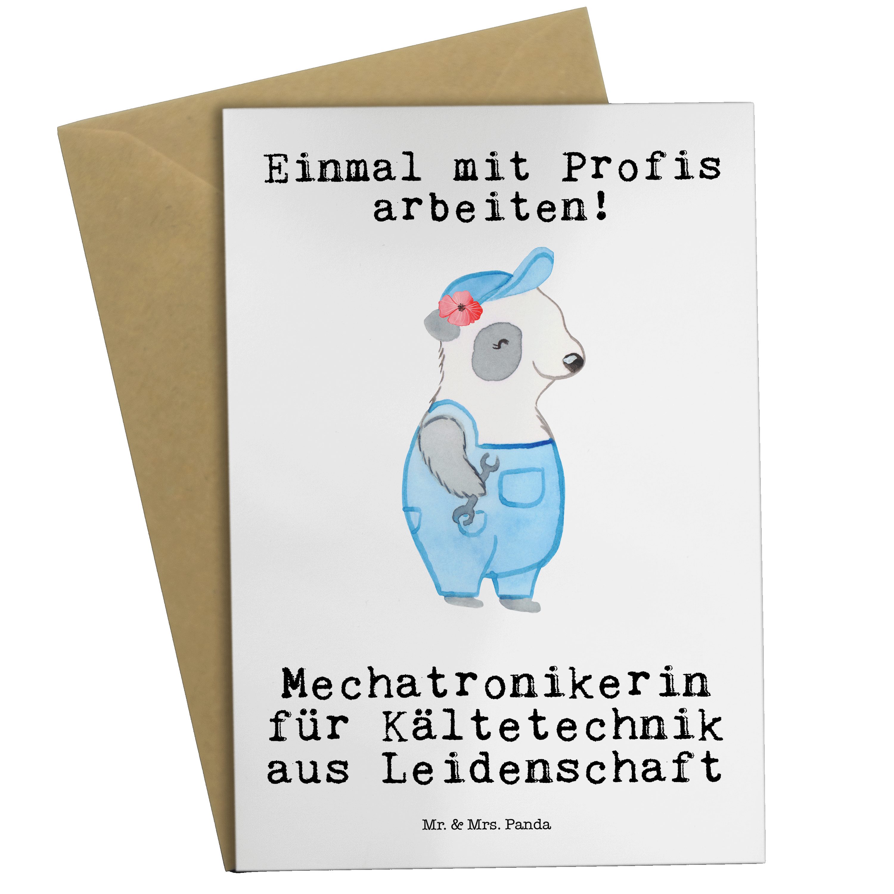Mr. & Mrs. Panda Grußkarte Mechatronikerin für Kältetechnik aus Leidenschaft - Weiß - Geschenk