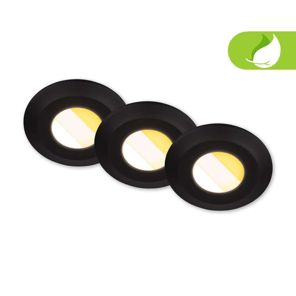 Briloner Leuchten LED Einbaustrahler 7589035, Dimmfunktion, LED fest integriert, 2700K - Extra-Warmweiß, LED Einbauleuchten Bad 90x30 mm Schwarz je 4,9W Badezimmer Feuchtraum