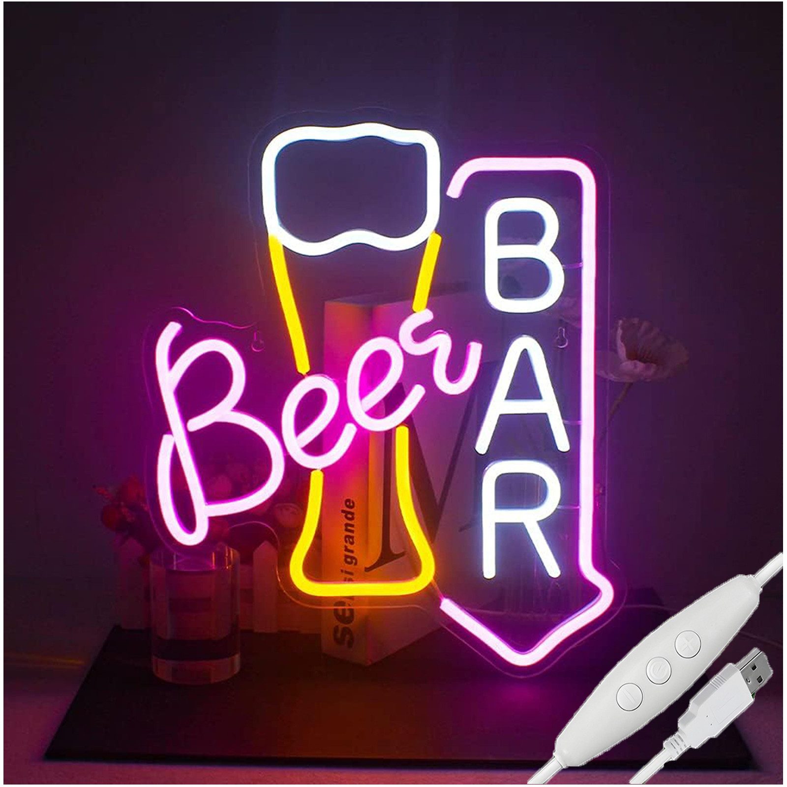 JIBENNEON LED Dekolicht Neonlicht Beer Leuchtreklame Deko mit Dimmbare USB- günstig online kaufen