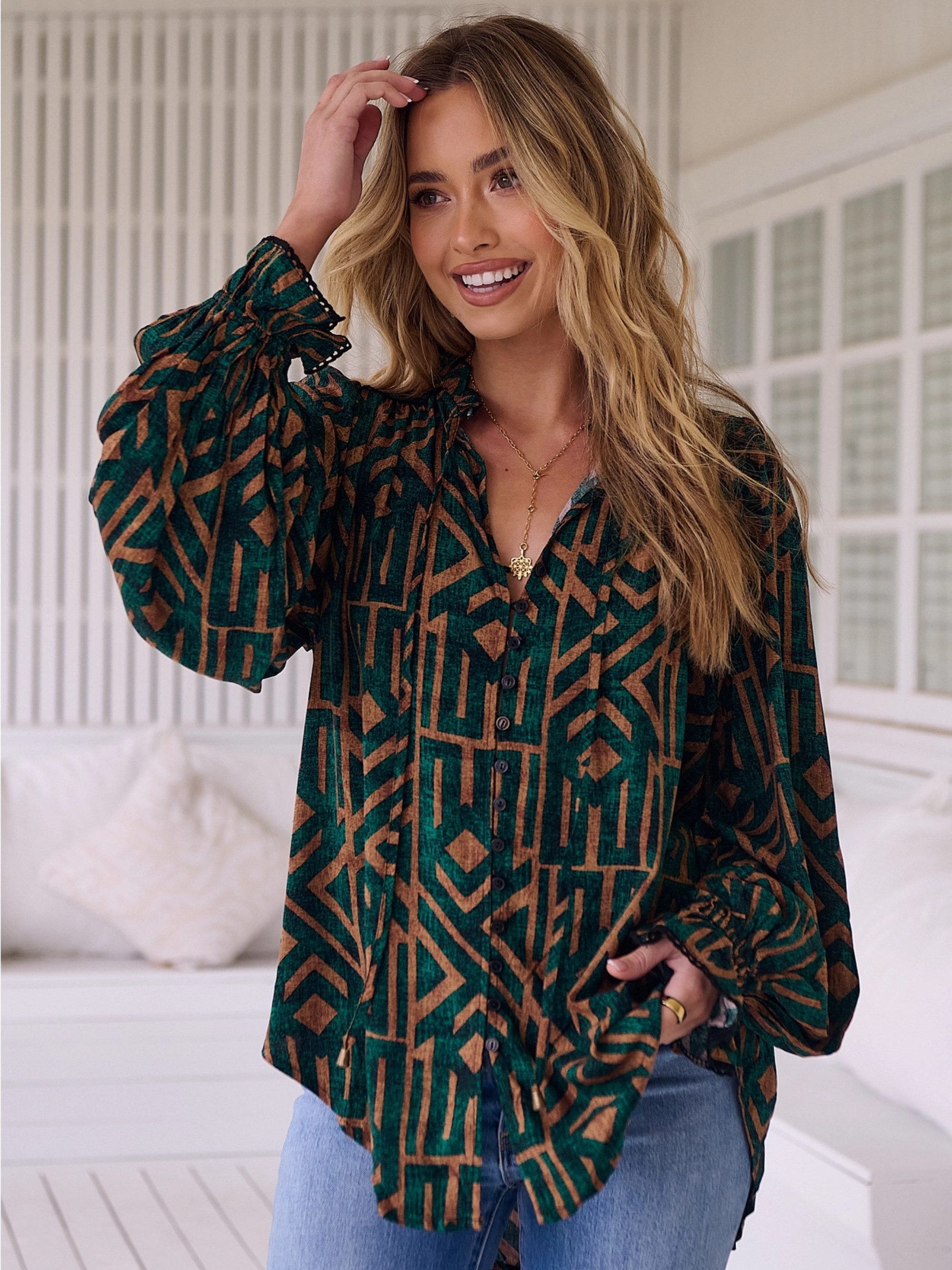 ANNIS Fashion & Accessoires Schlupfbluse "SMARAGD NOMADE" v. JAASE (1-tlg) günstig online kaufen