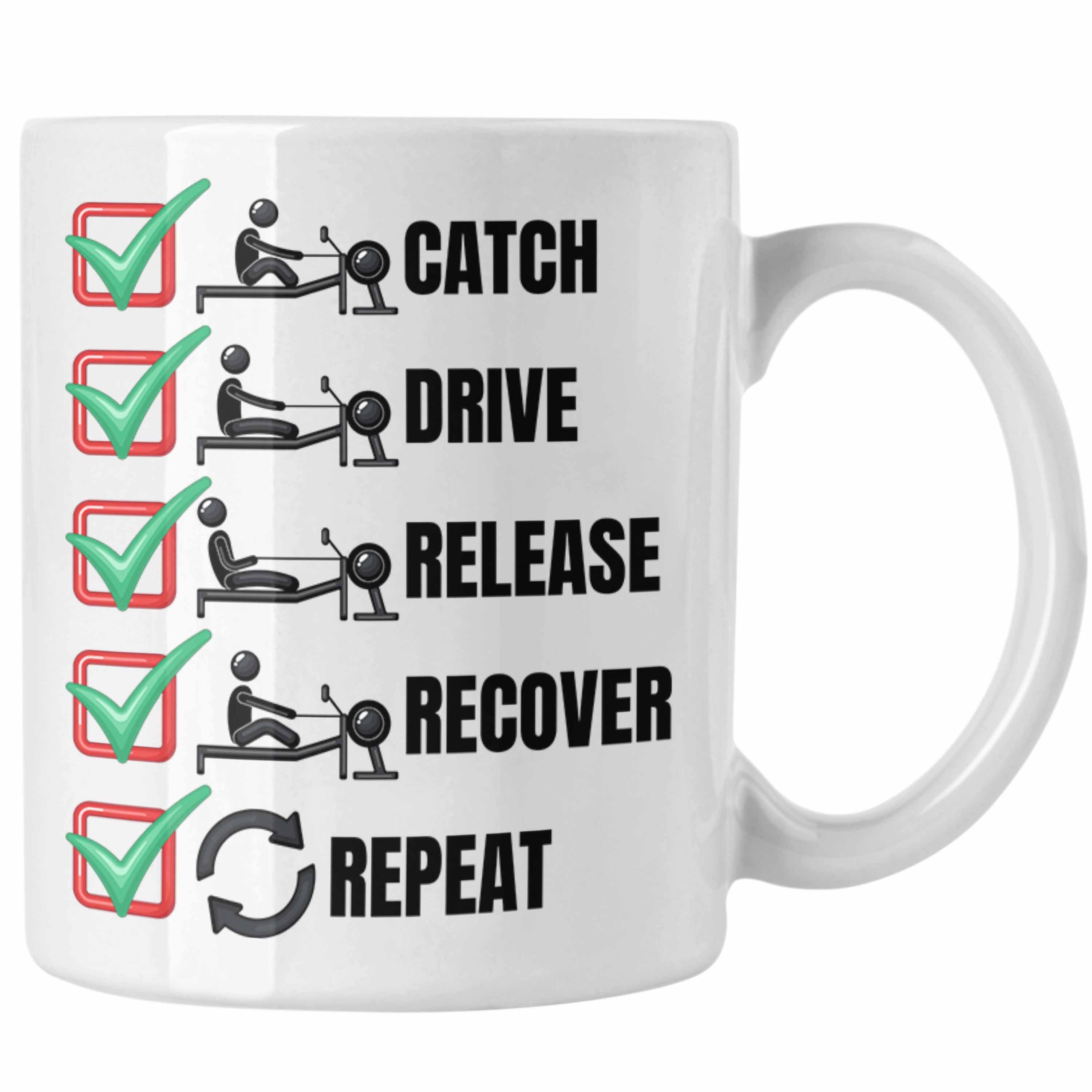 Trendation Tasse Rudern Tasse Geschenk Ruderer Rudergerät Catch Drive Release Recover R Weiss