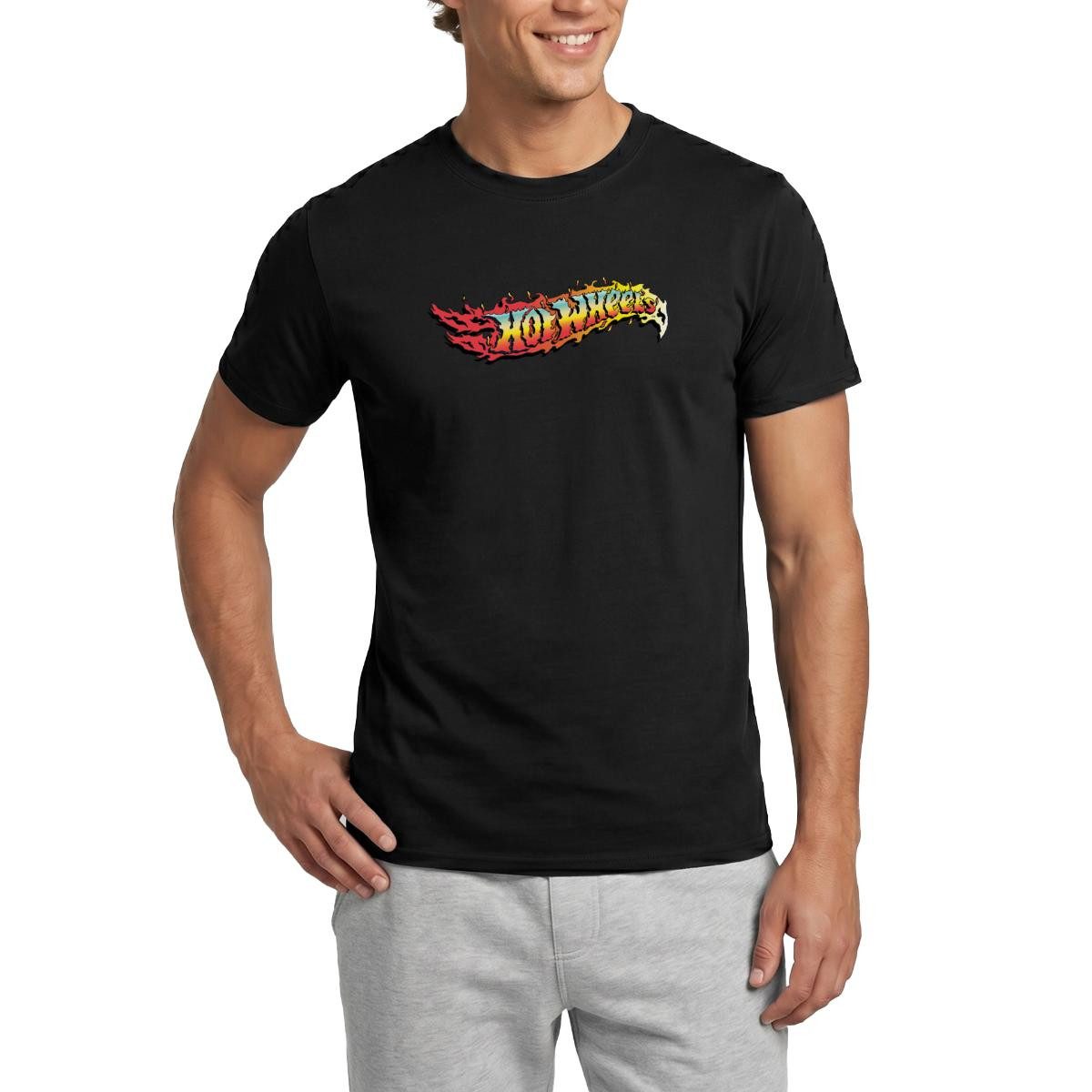 T-Shirt Hot Wheels Logo-Design Mit Flammen Männer T-Shirt