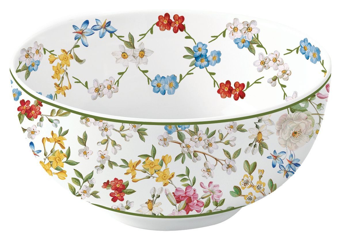 EasyLife Dessertschale Garden Dreams, Porzellan, Spülmaschinengeeignet, Mehrfarbig, Motiv: Blumenranken