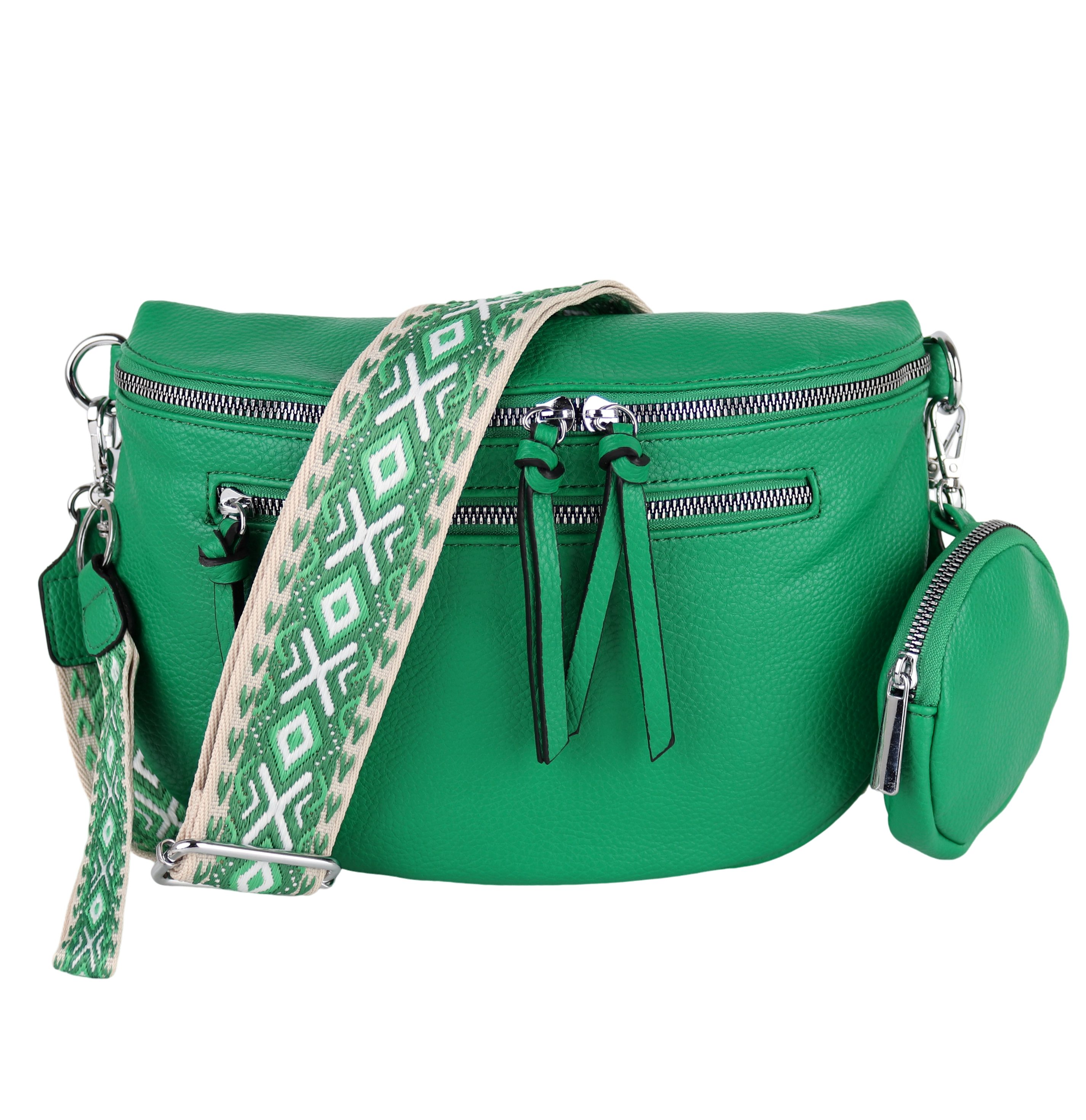 MIRROSI Bauchtasche Damen Taschen, Umhängetasche, Brusttasche, 30x20x9cm Veganes Leder (Schultertasche für jeden Anlass, (dazu 1x Schlüsselband und 1x Münzenbeutel), Crossbody Bag, Bohemian gemusterten& verstellbaren Schulterriemen