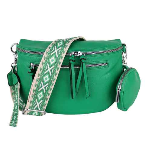 MIRROSI Bauchtasche Damen Taschen, Umhängetasche, Brusttasche, 30x20x9cm Veganes Leder (Schultertasche für jeden Anlass, (dazu 1x Schlüsselband und 1x Münzenbeutel), Crossbody Bag, Bohemian gemusterten& verstellbaren Schulterriemen