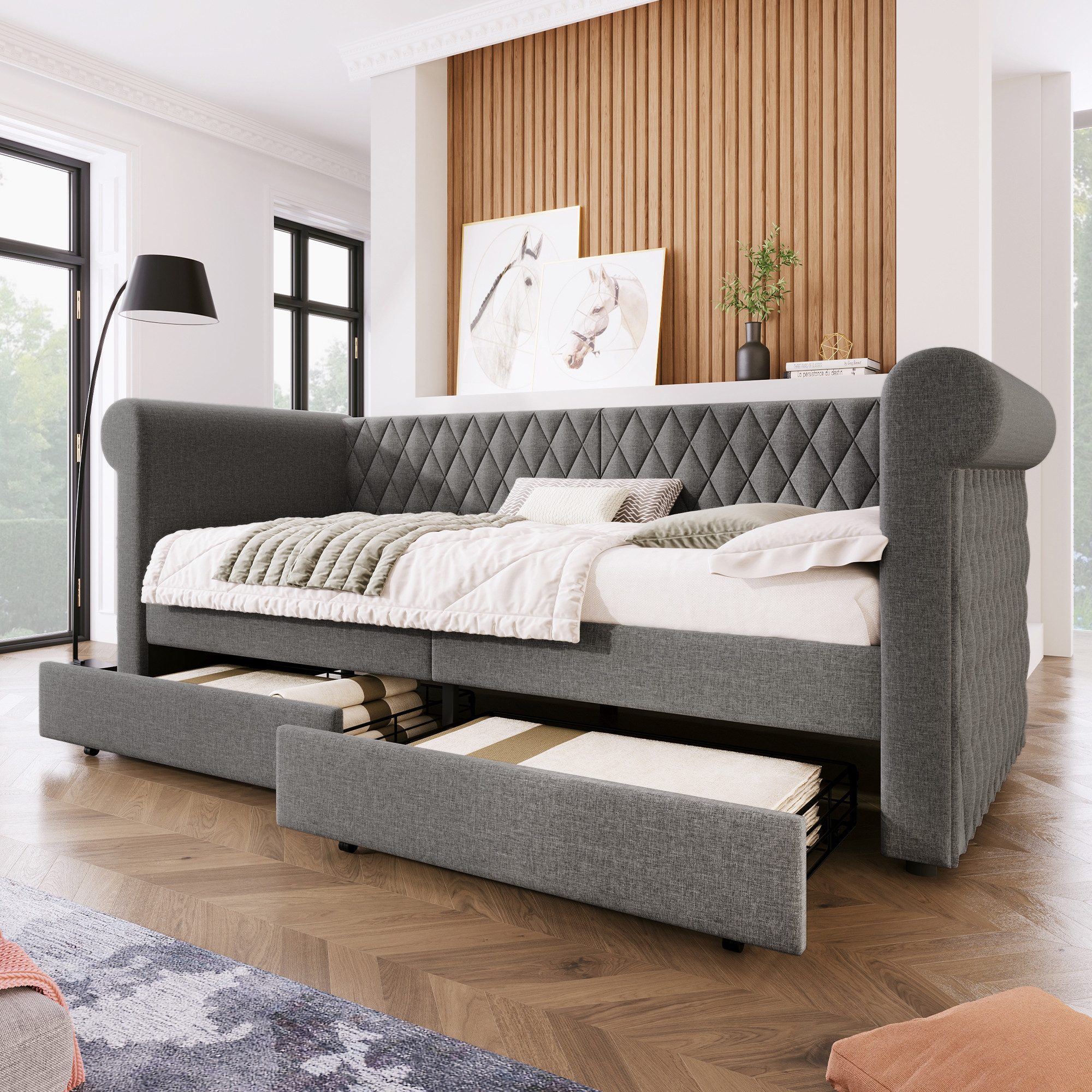 Merax Daybett (1 tlg), Schlafsofa Tagesbett 90x200cm mit 2 Schubladen & Lat günstig online kaufen