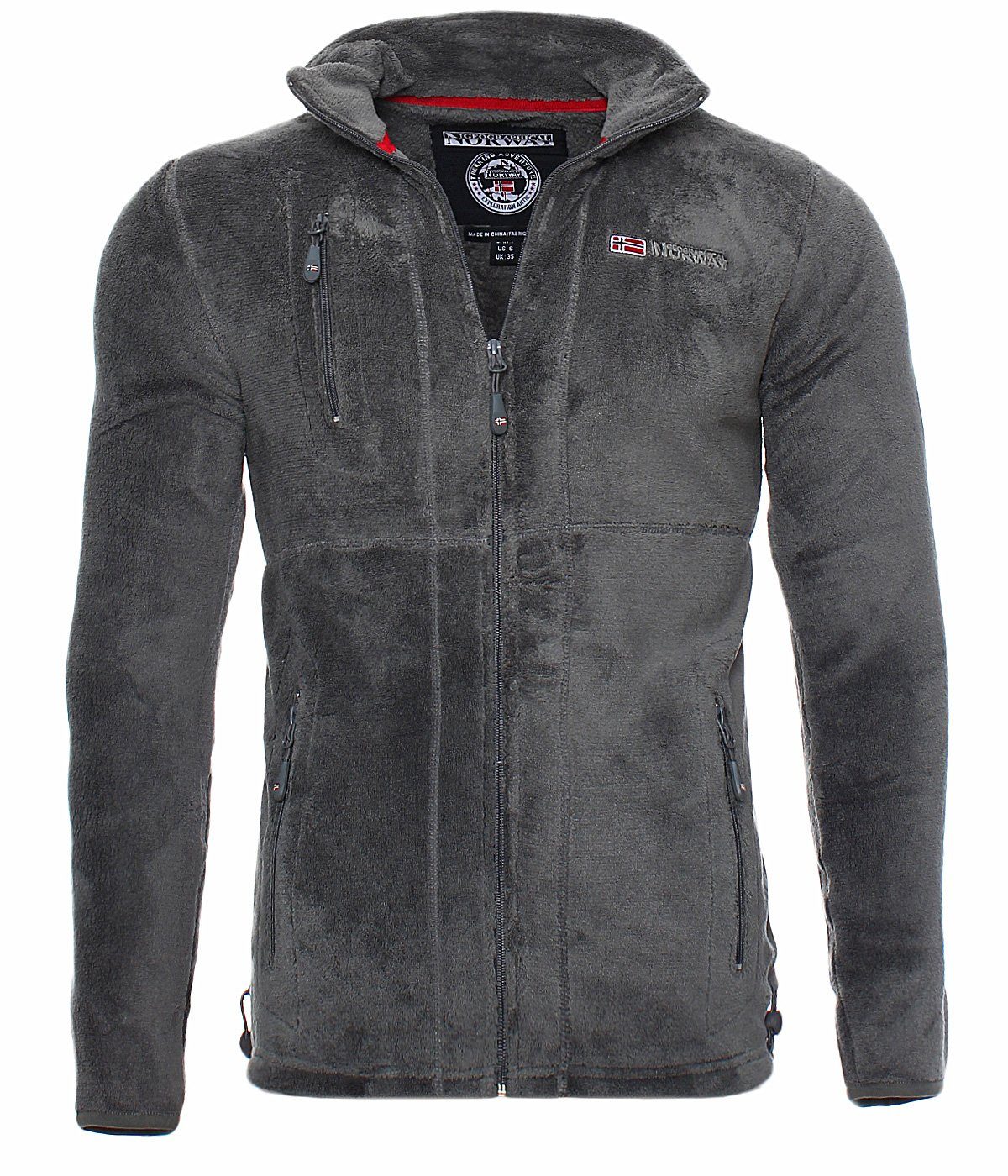 Geographical Norway Fleecejacke Geographical auch großen in erhältlich, Herren, Herren Größen G-Hunter flauschig Fleecejacke Dunkelgrau warm, Norway Fleece und