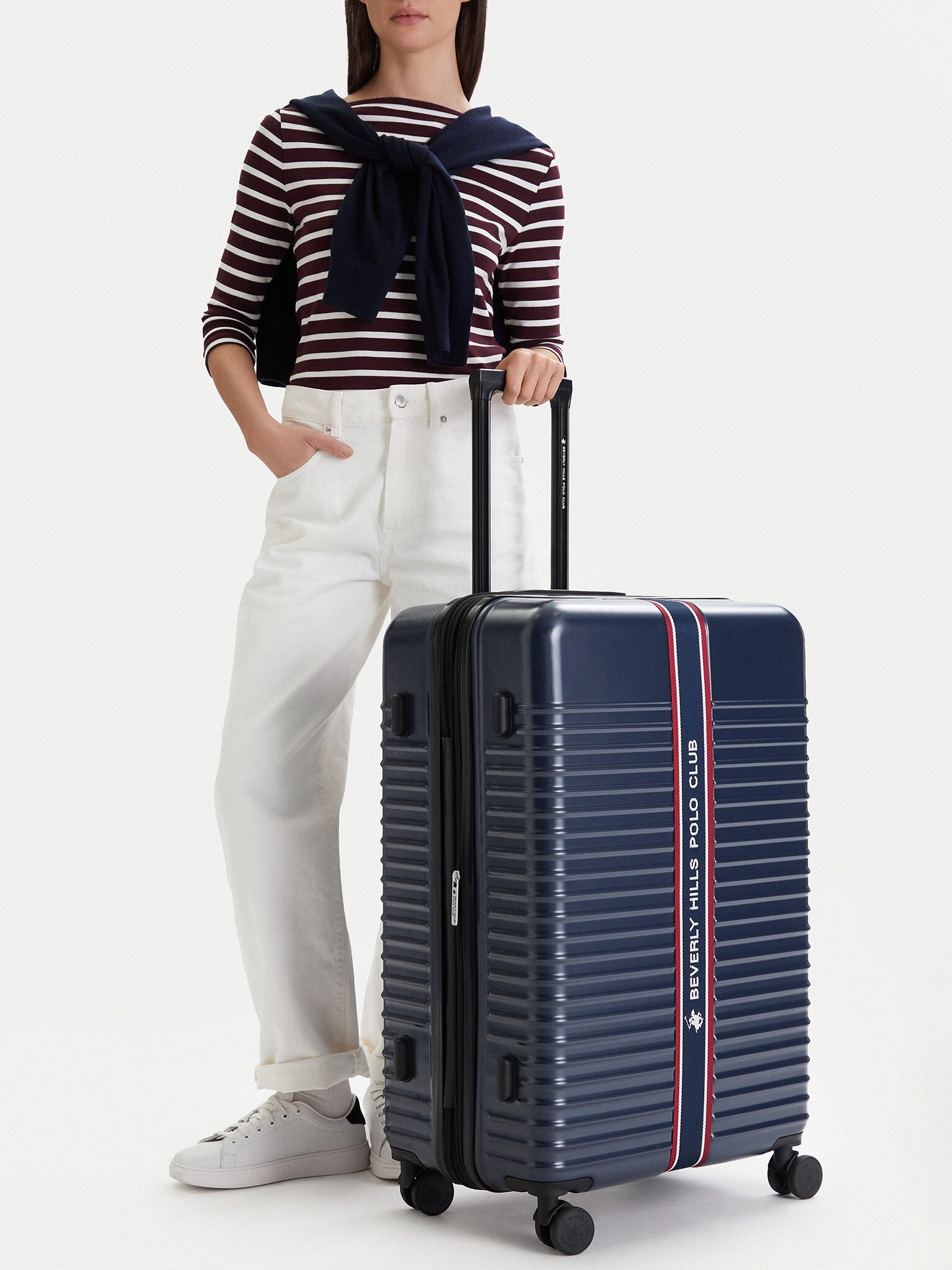 BEVERLY HILLS POLO CLUB Hartschalen-Trolley Beverly Hills Polo Club Großer Koffer Unisex Marineblau BEVERLY HILLS