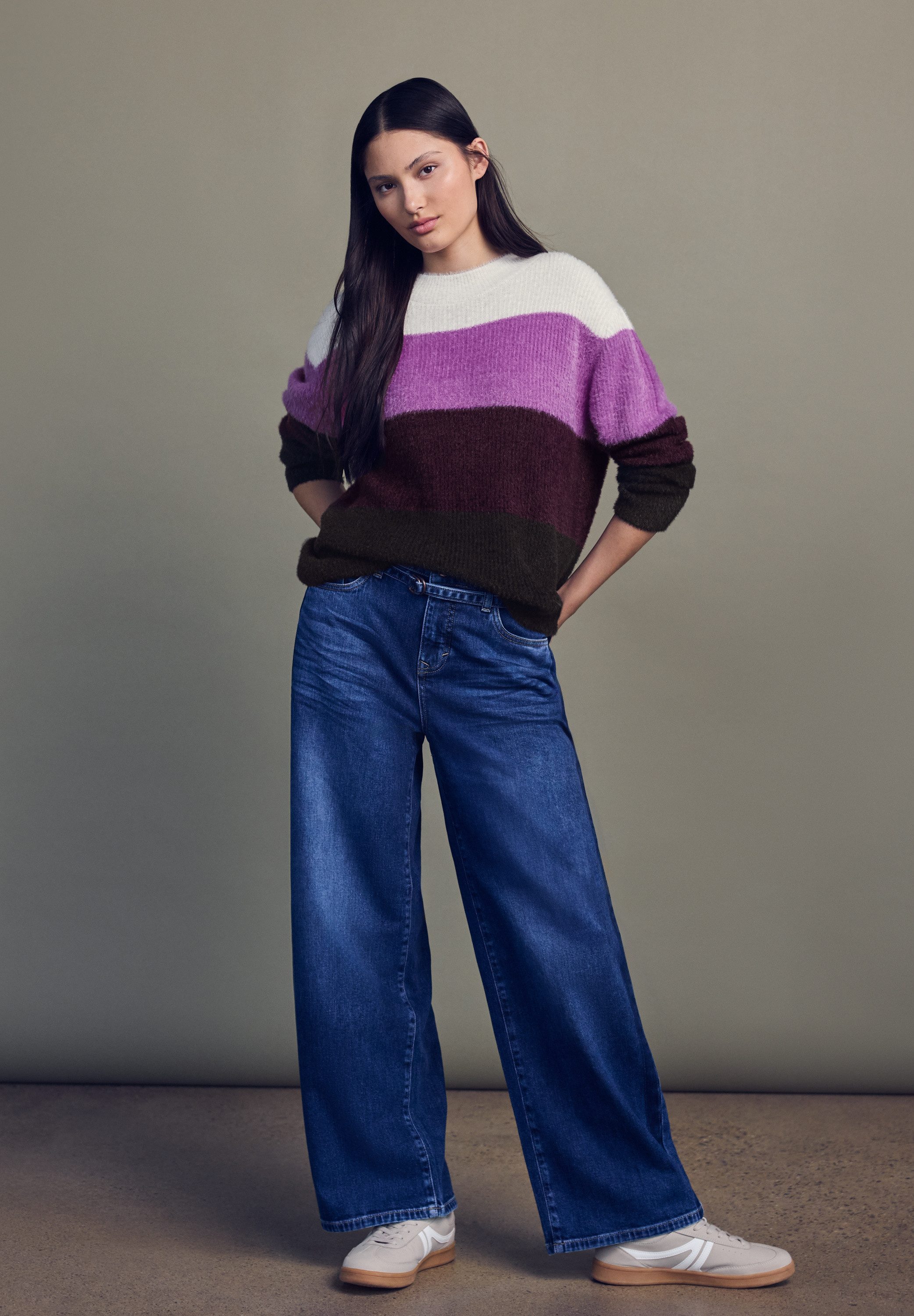 STREET ONE STUDIO Strickpullover mit buntem Streifenmuster