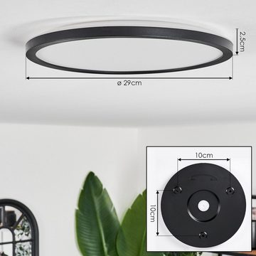 hofstein Deckenleuchte dimmbare Deckenlampe aus Kunststoff in Schwarz/Weiß, LED fest integriert, 3000 Kelvin, über herkömmlichen Lichtschalter dimmbar, Ø 29cm, 2000 Lumen, IP44