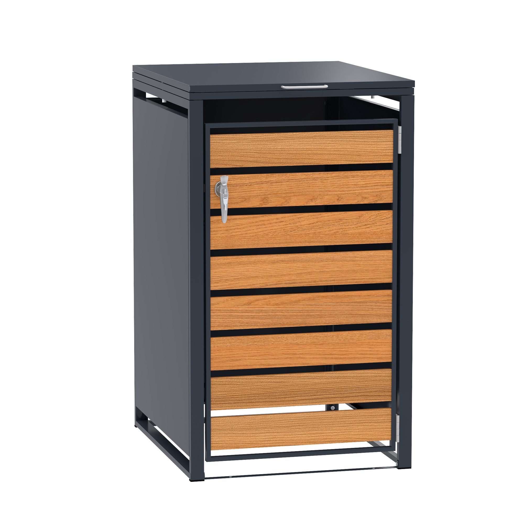 GARLIVO Mülltonnenbox Azalee 1er Mülltonnenbox 240L - wetterfest und langlebig, Verschließbare Mülltonnenverkleidung -modernes Design als Sichtschutz