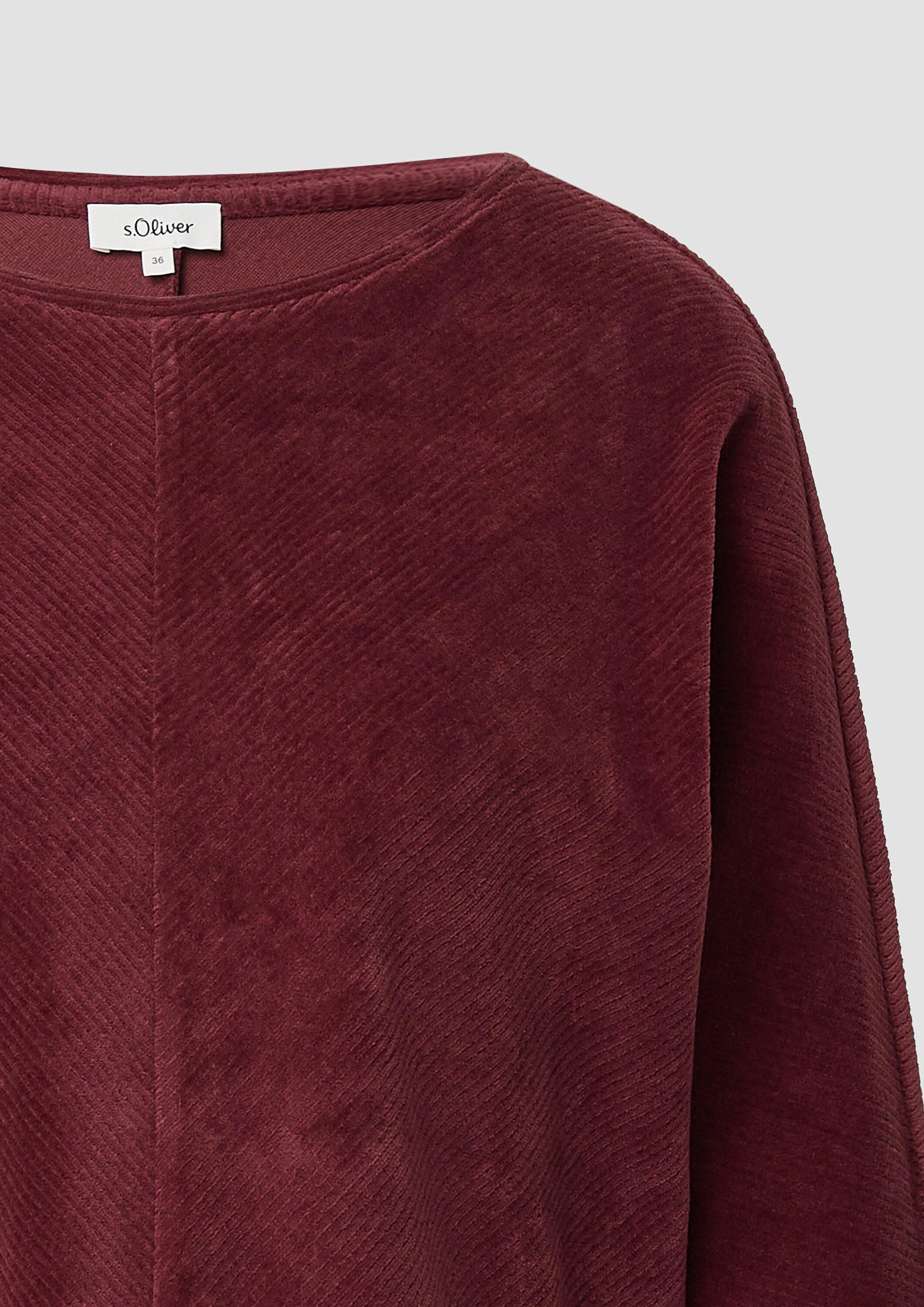 s.Oliver 3/4 Arm-Pullover Sweatshirt Cord-Shirt mit Teilungsnaht und Fledermausärmeln