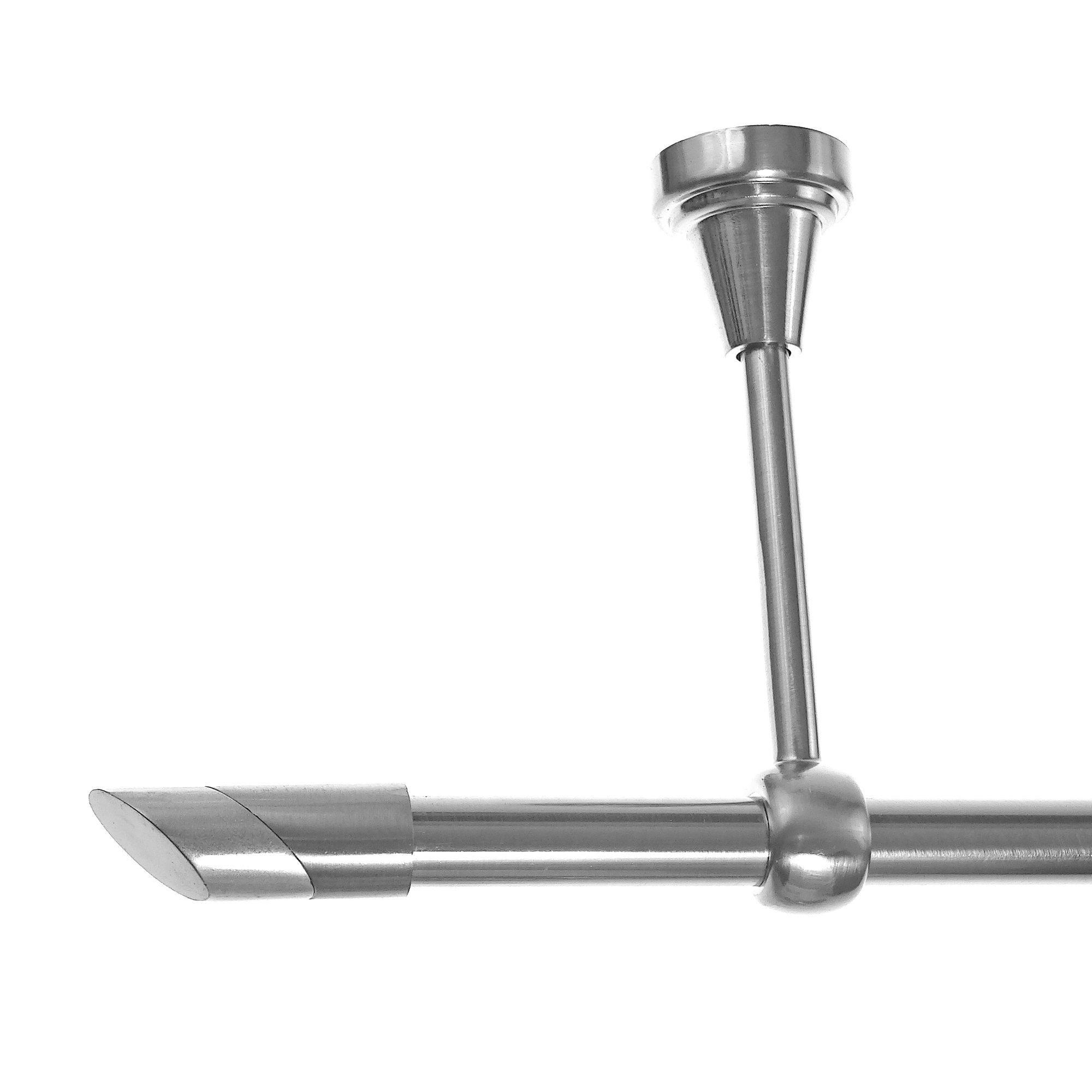BASIT Gardinenstange Rohr Edelstahloptik 16 mm mit Deckenträgern 400 cm E13, Ø 16 mm, 1-läufig, verschraubt, Metall, D14 400 cm E13 Schräge
