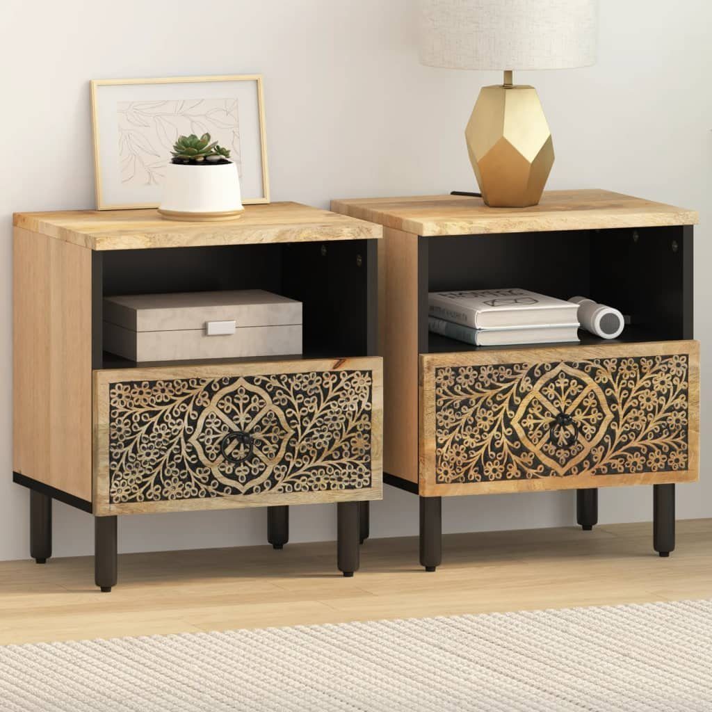 vidaXL Nachttisch Nachttische 2 Stk. 40x33x46 cm Massivholz (2-St)