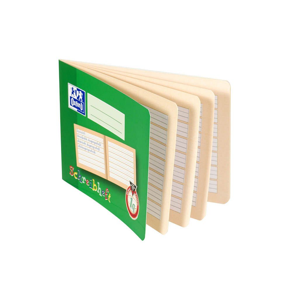 OXFORD Schulheft 1 Schreibheft A5 quer liniert 16 Blatt grün Lineatur 1q, DIN A5 quer; Lineatur 1Q; Anti-drunter & drüber-Effekt